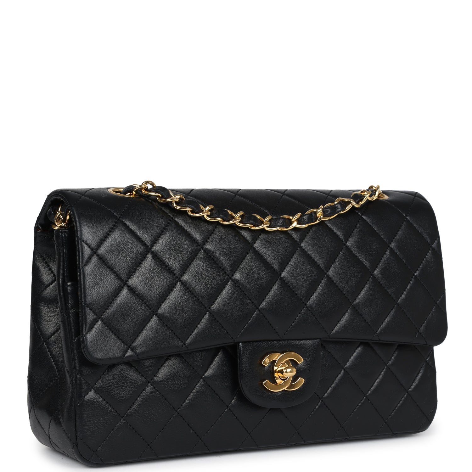 Chanel Medium Classic Double Flap Bag Black Lambskin Gold Hardware 2