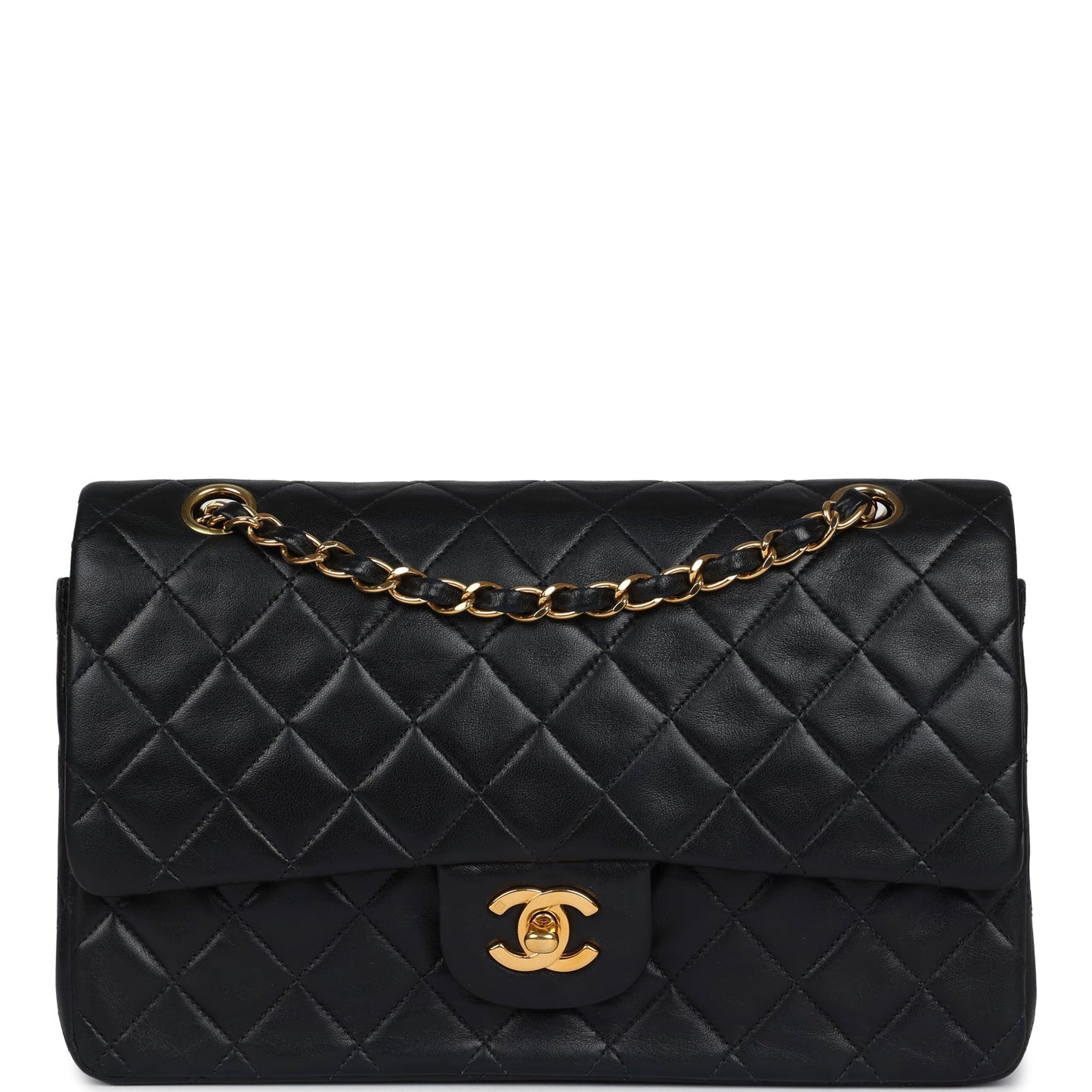 Chanel Medium Classic Double Flap Bag Black Lambskin Gold Hardware 3