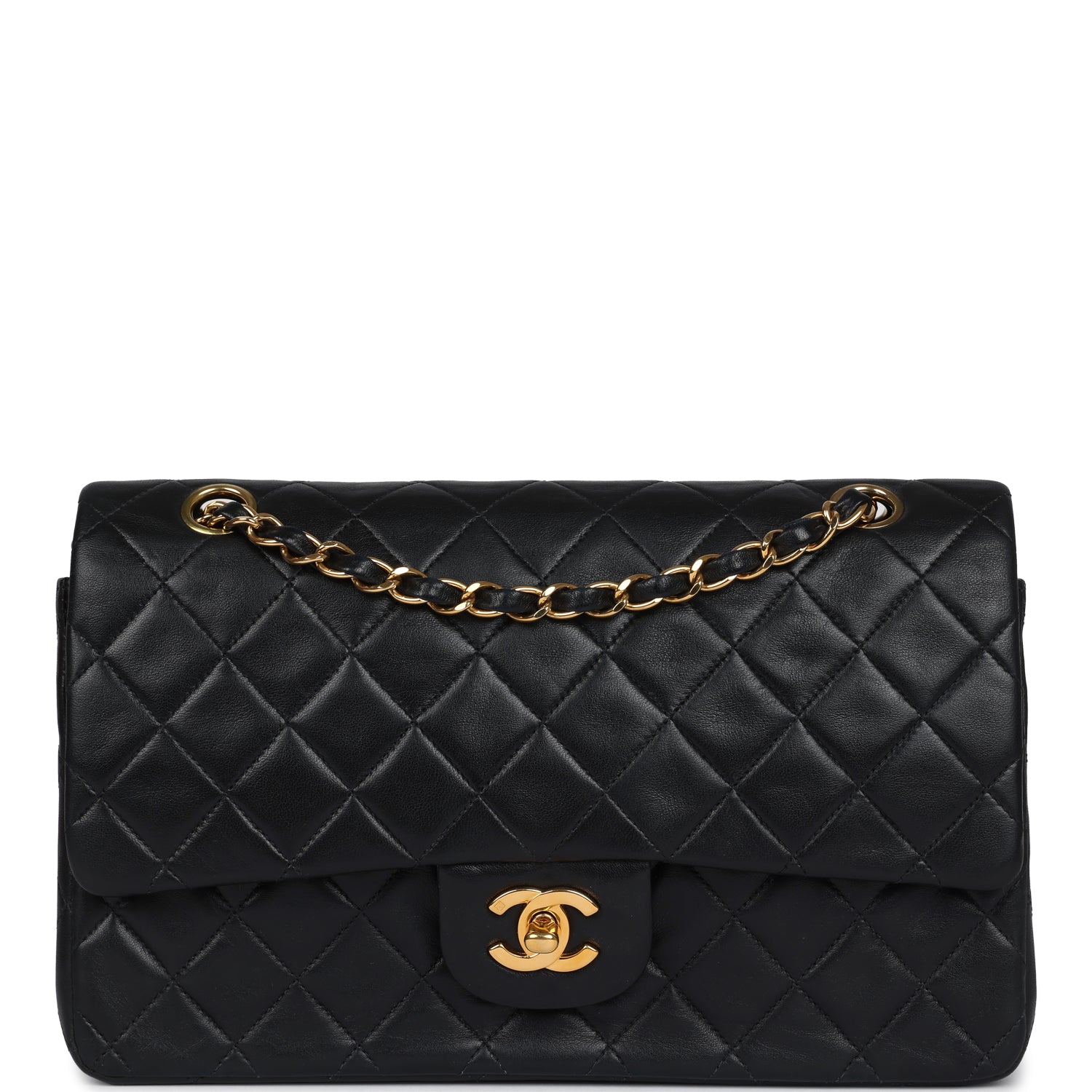 Chanel Medium Classic Double Flap Bag Black Lambskin Gold Hardware 3