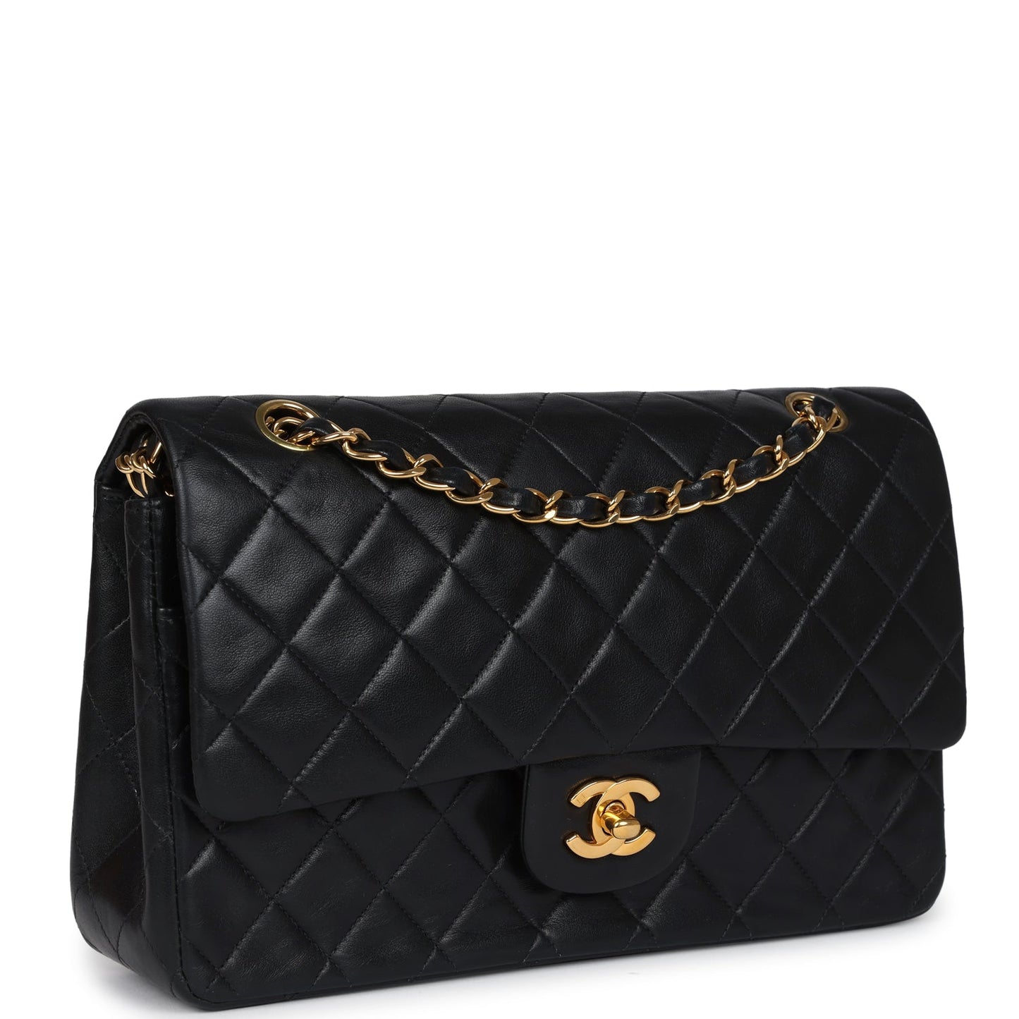 Chanel Medium Classic Double Flap Bag Black Lambskin Gold Hardware 3
