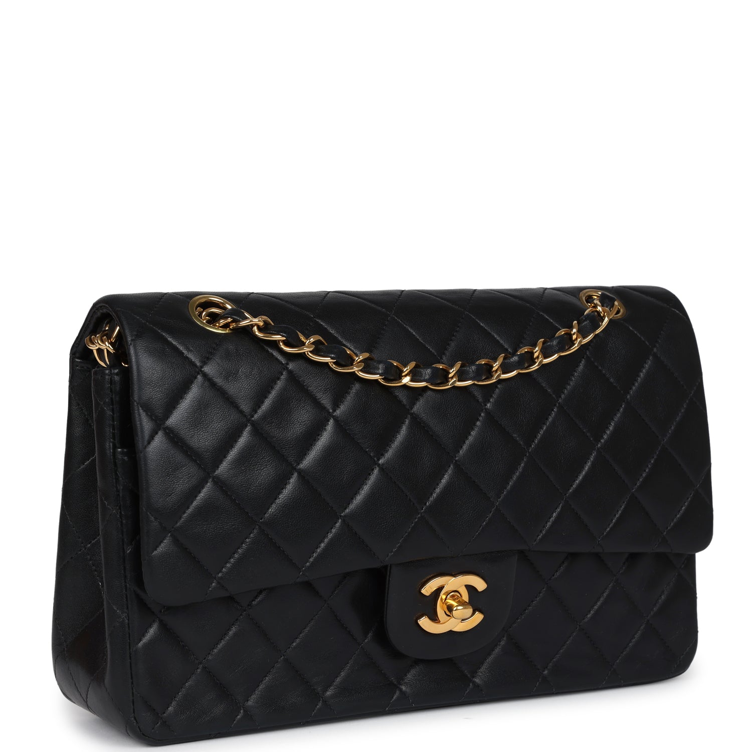Chanel Medium Classic Double Flap Bag Black Lambskin Gold Hardware 3
