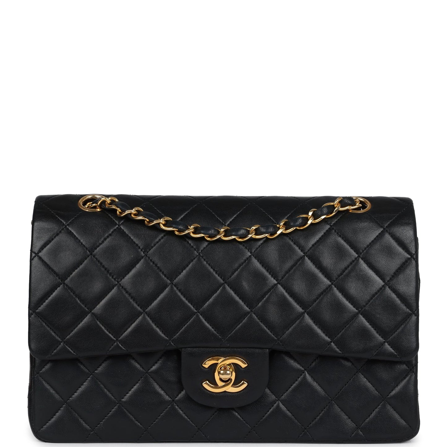 Chanel Medium Classic Double Flap Bag Black Lambskin Gold Hardware 4
