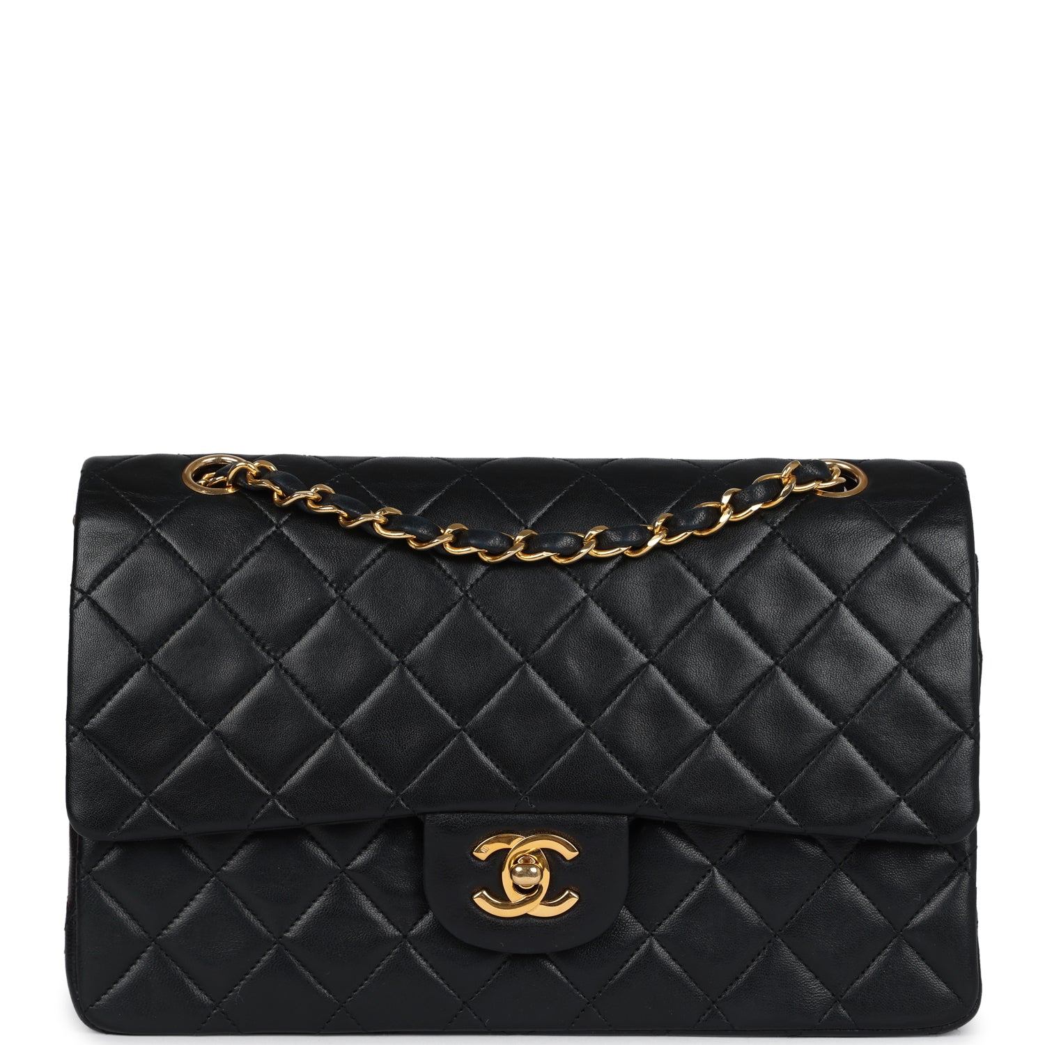 Chanel Medium Classic Double Flap Bag Black Lambskin Gold Hardware 4