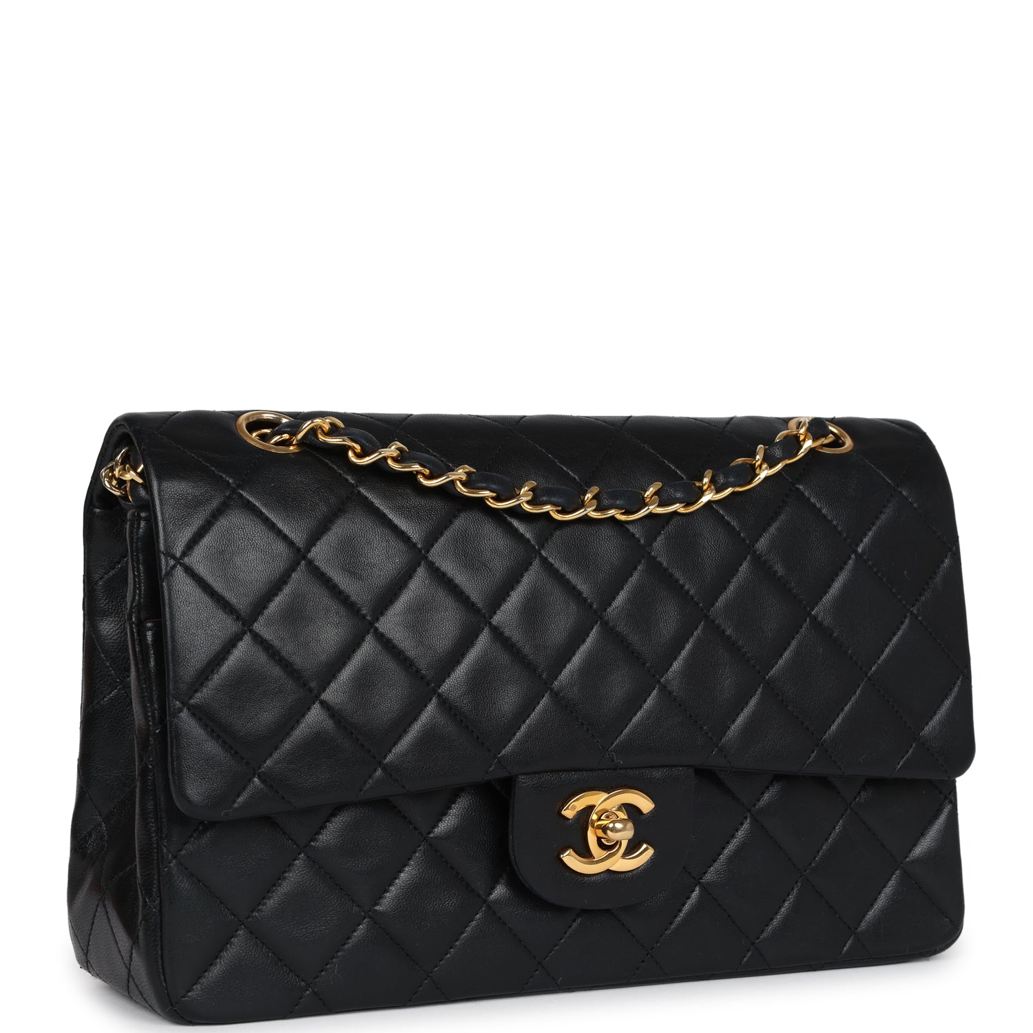 Chanel Medium Classic Double Flap Bag Black Lambskin Gold Hardware 4