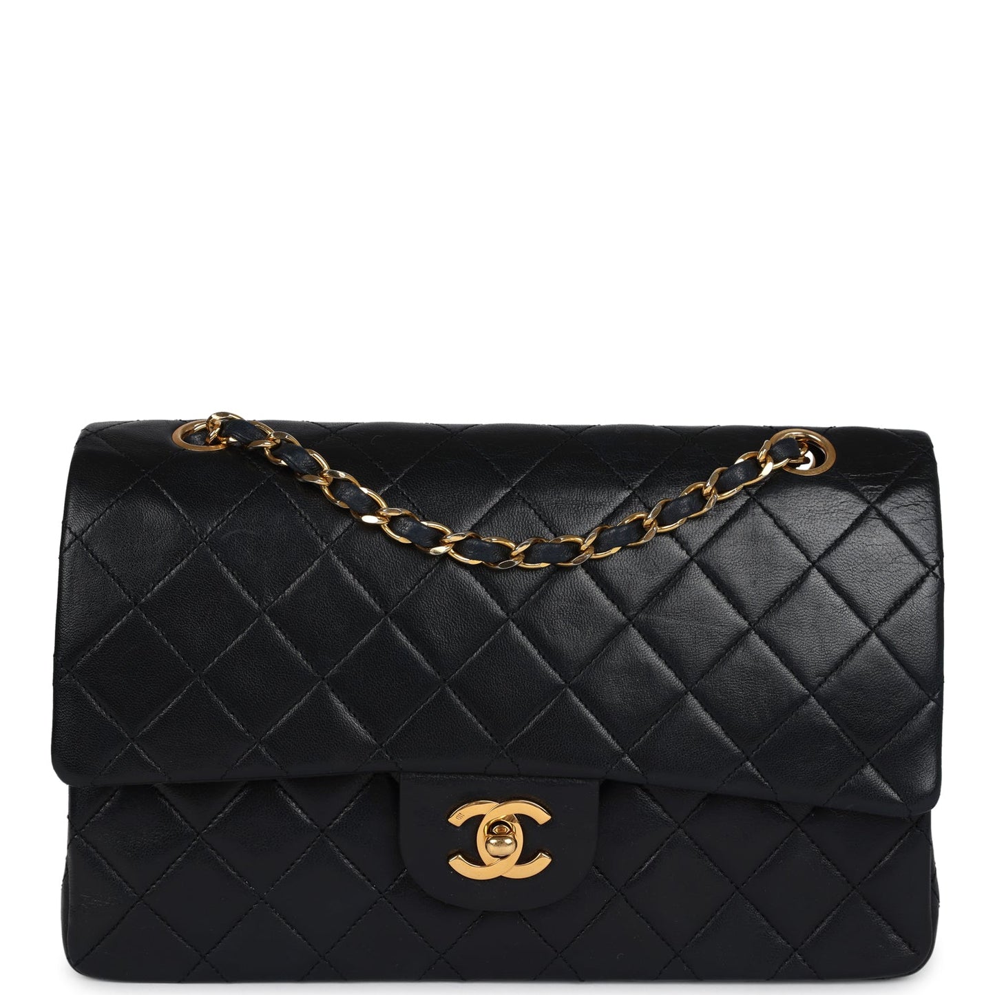 Chanel Medium Classic Double Flap Bag Black Lambskin Gold Hardware 5