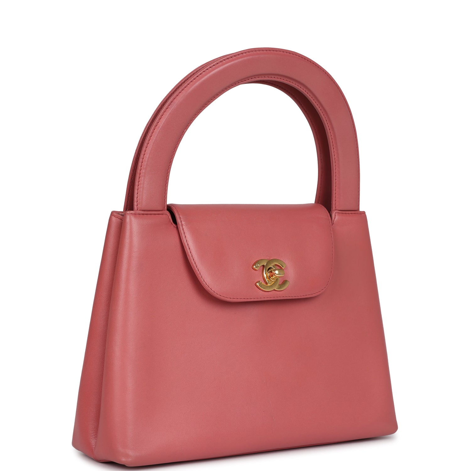   Chanel Large Kelly Pink Lambskin Gold Hardware