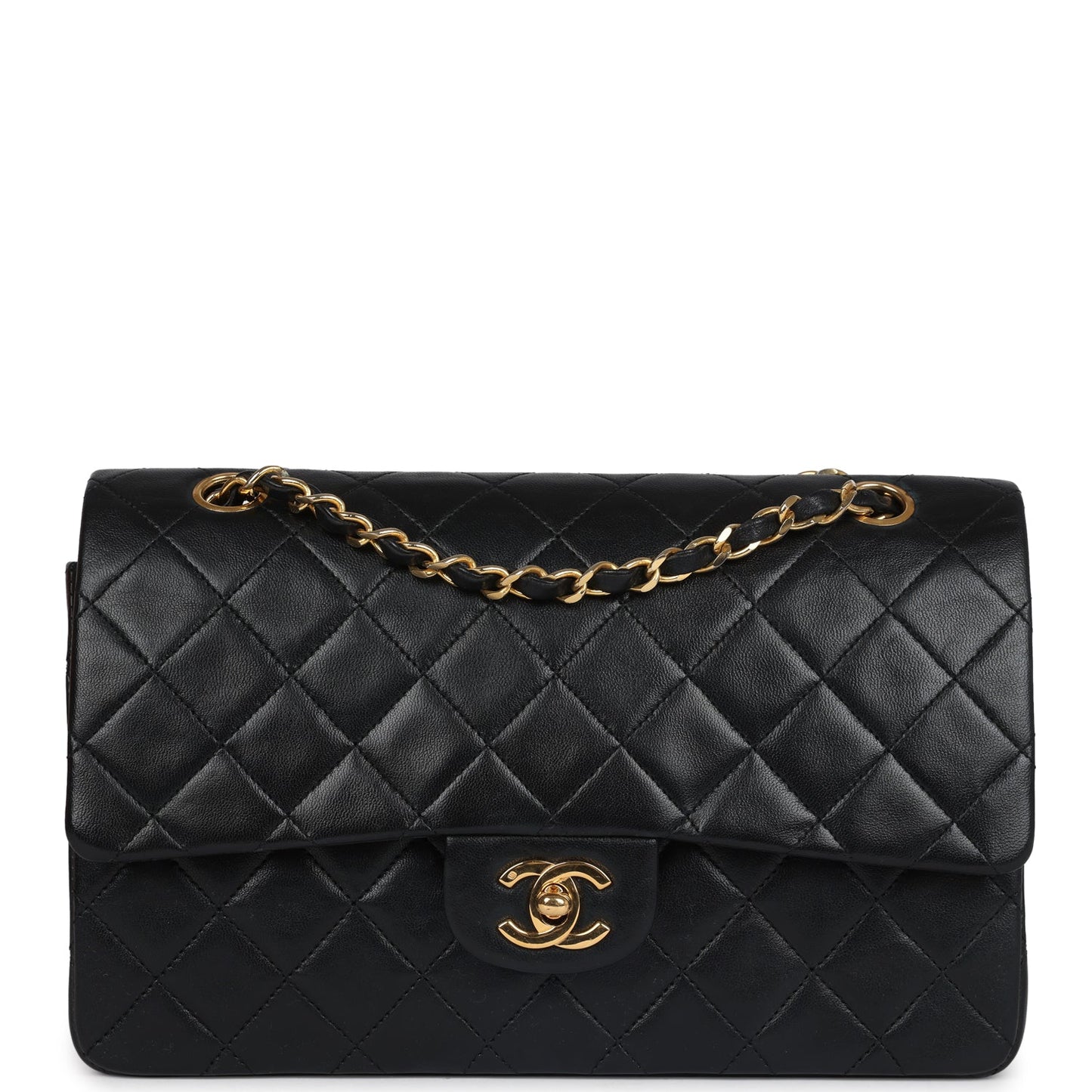 Chanel Medium Classic Double Flap Bag Black Lambskin Gold Hardware 6