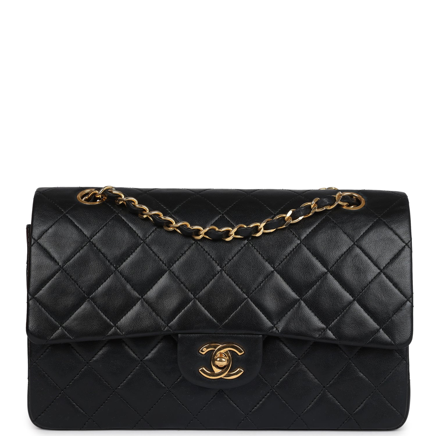 Chanel Medium Classic Double Flap Bag Black Lambskin Gold Hardware 6