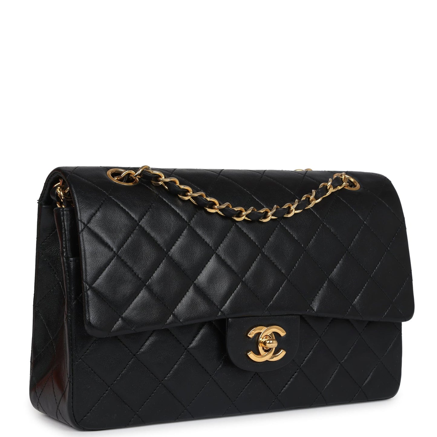 Chanel Medium Classic Double Flap Bag Black Lambskin Gold Hardware 6