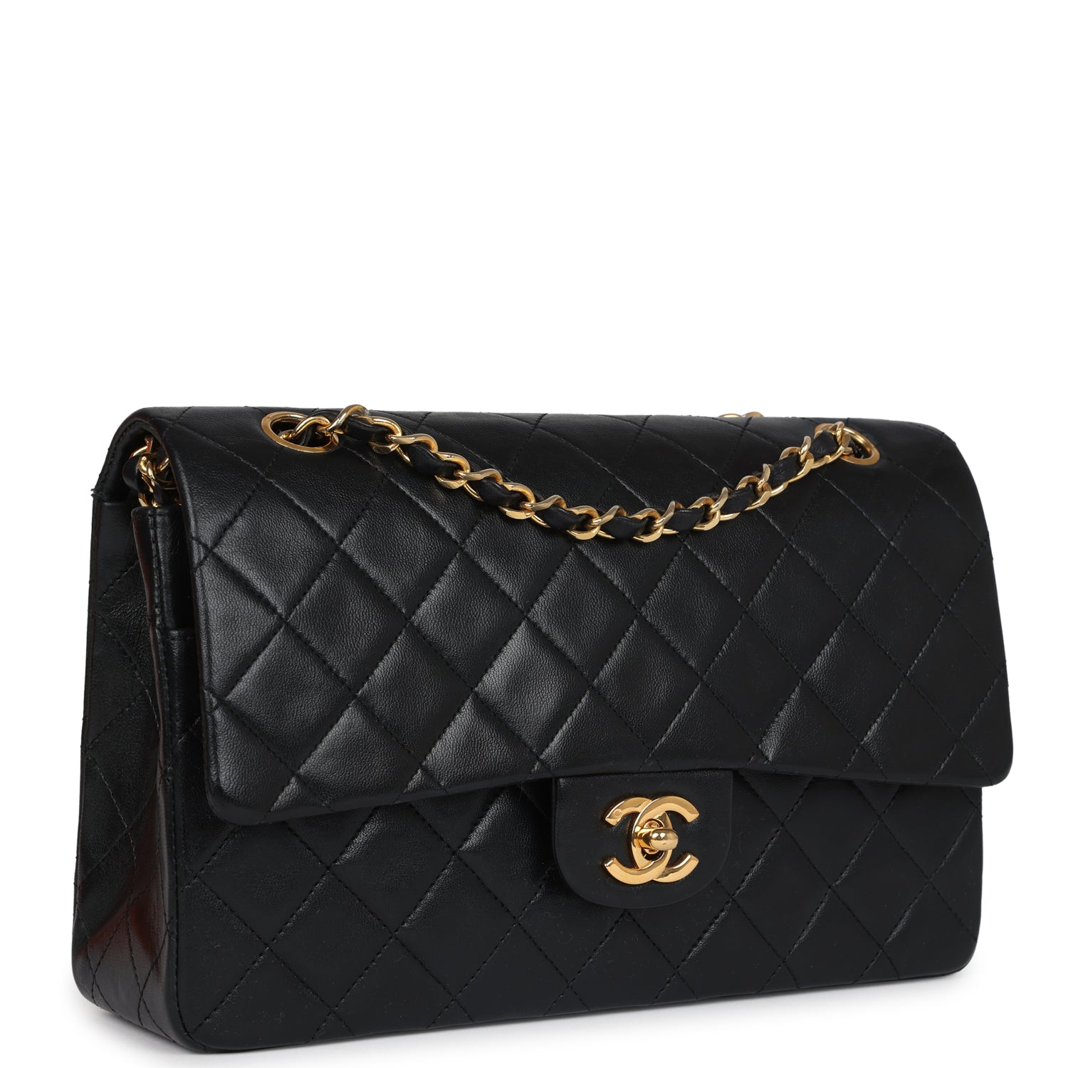 Chanel Medium Classic Double Flap Bag Black Lambskin Gold Hardware 6