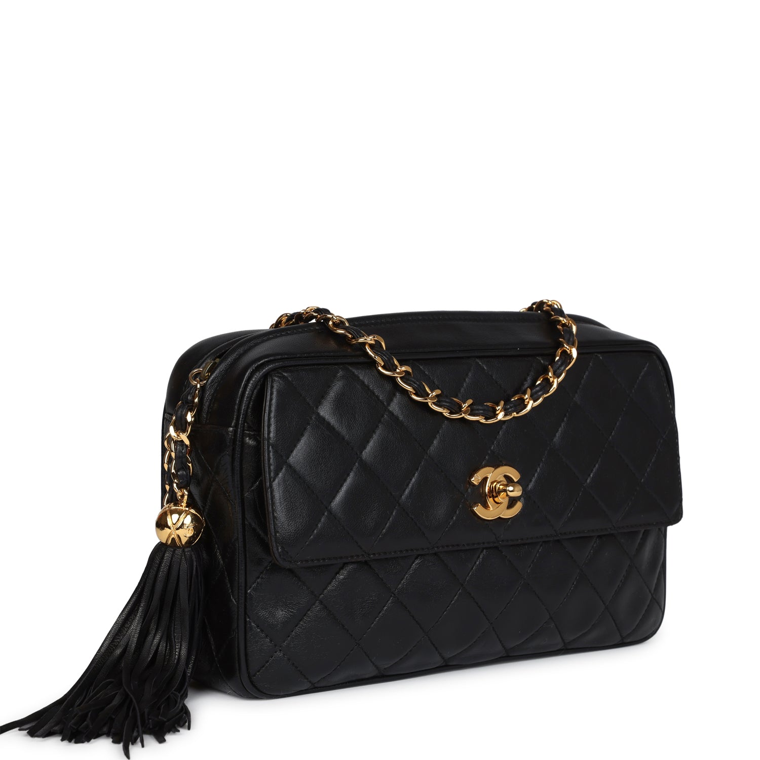 Chanel Medium Pocket Camera Bag Black Lambskin Gold Hardware