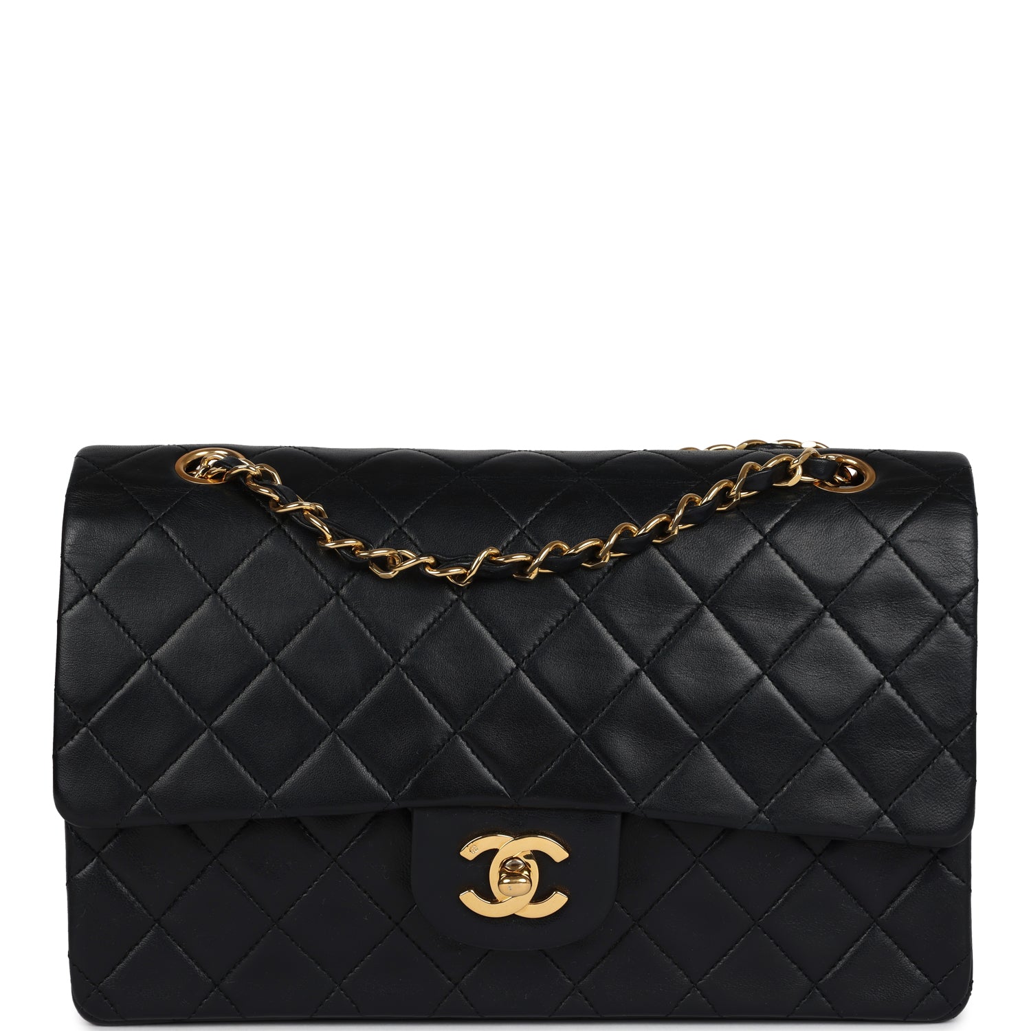 Chanel Medium Classic Double Flap Bag Black Lambskin Gold Hardware 7
