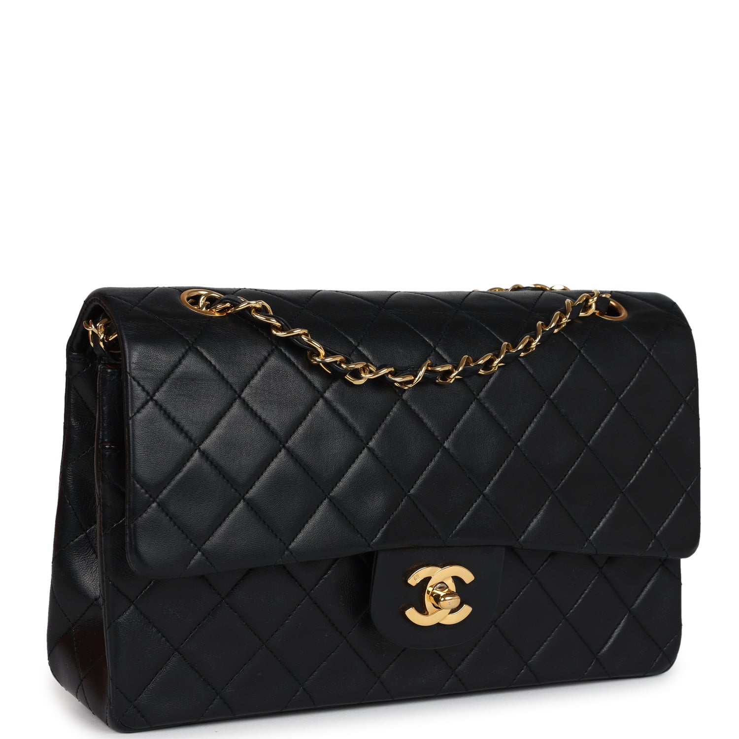 Chanel Medium Classic Double Flap Bag Black Lambskin Gold Hardware 7