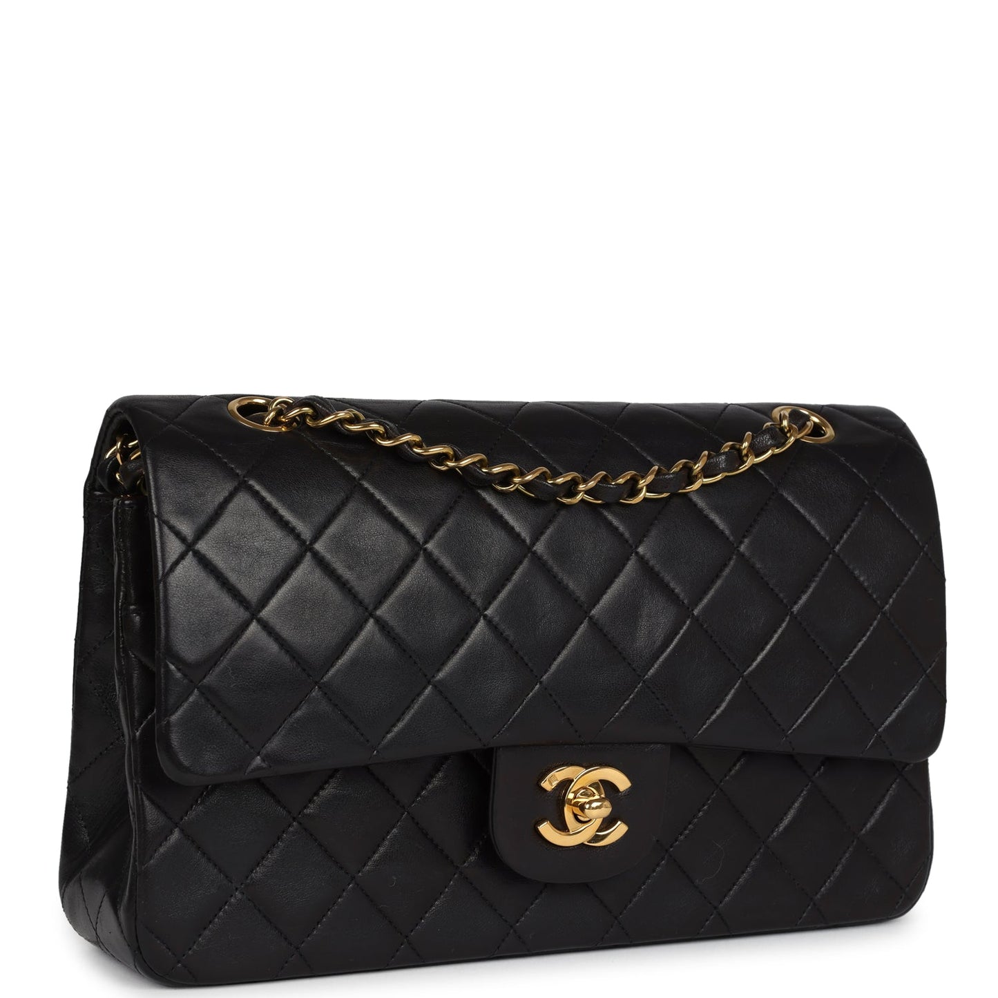 Chanel Medium Classic Double Flap Bag Black Lambskin Gold Hardware 8