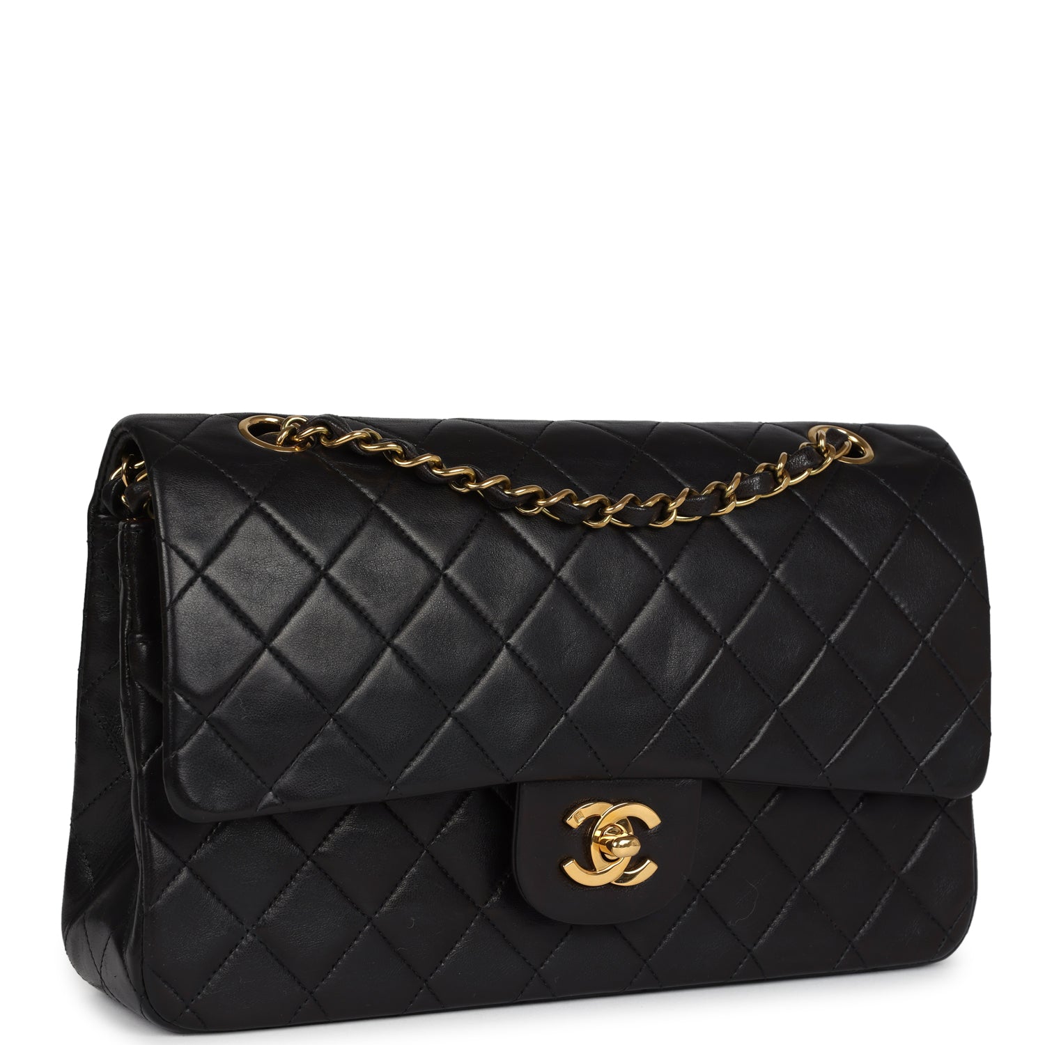 Chanel Medium Classic Double Flap Bag Black Lambskin Gold Hardware 8