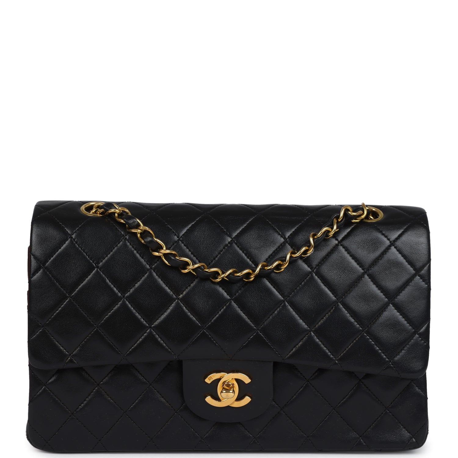 Chanel Medium Classic Double Flap Bag Black Lambskin Gold Hardware 10