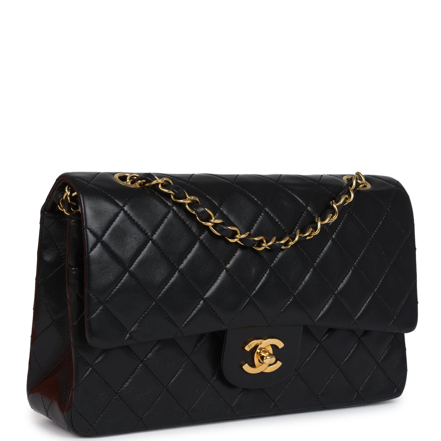 Chanel Medium Classic Double Flap Bag Black Lambskin Gold Hardware 10