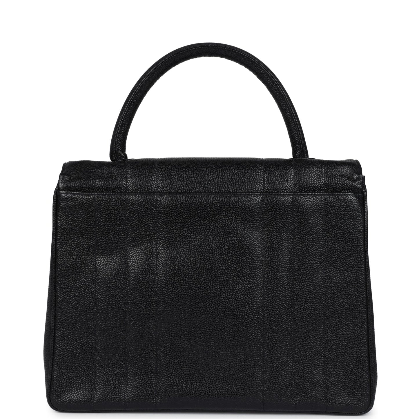   Chanel Vertical Stripe Kelly Flap Bag Black Caviar Gold Hardware