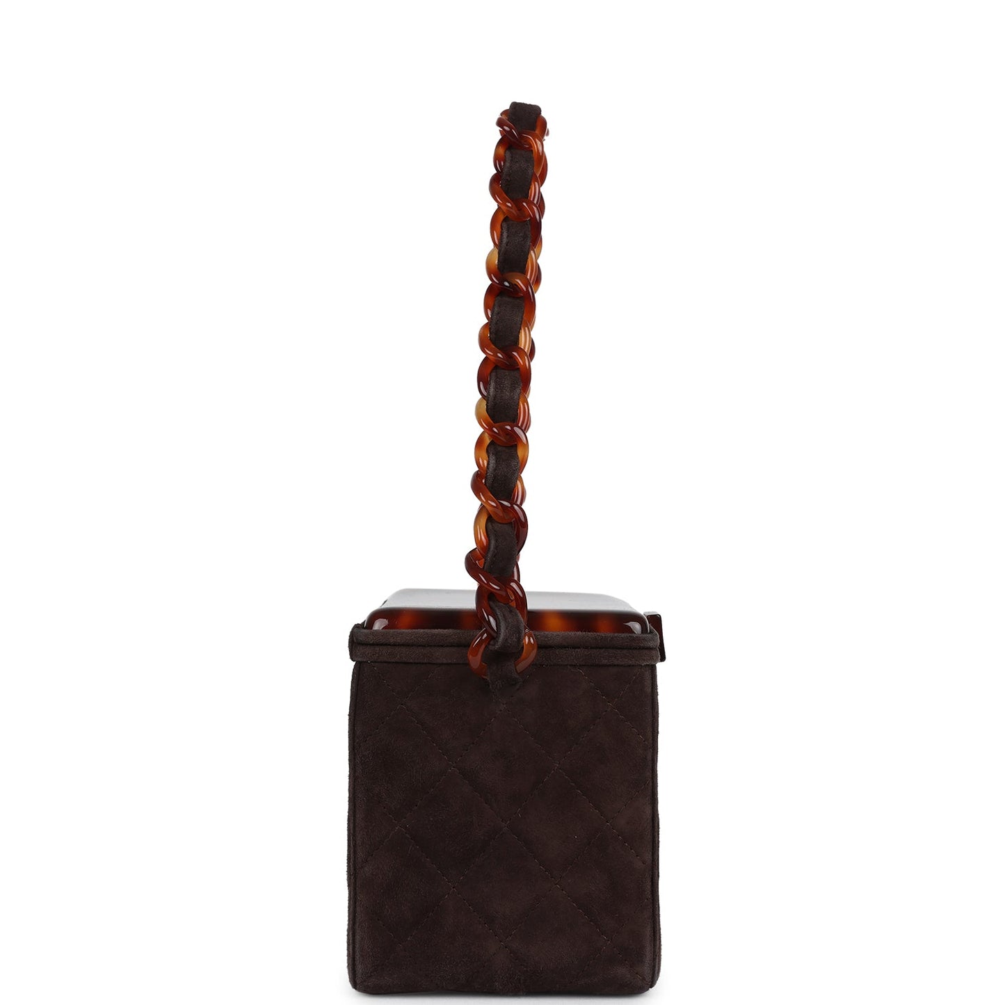   Chanel Vanity Box Bag Brown Suede and Tortoiseshell Bakelite Hardware
