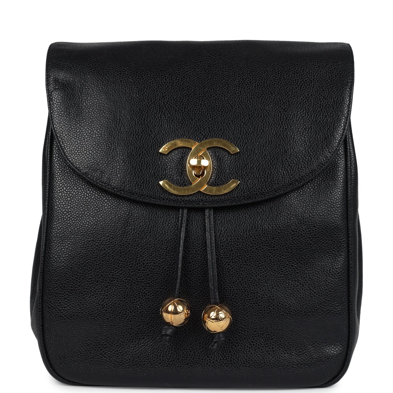   Chanel Medium CC Backpack Black Caviar Gold Hardware