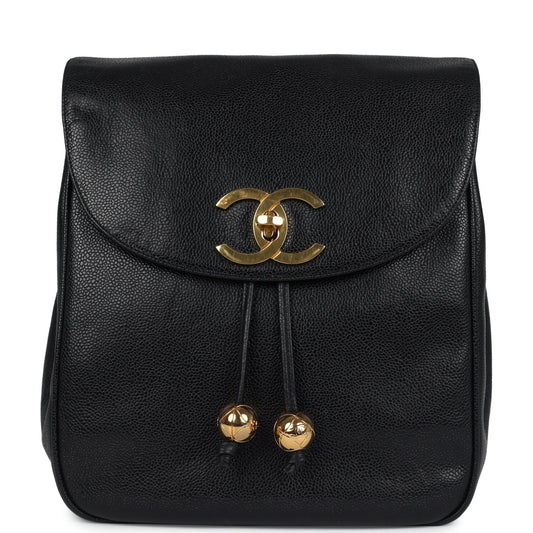   Chanel Medium CC Backpack Black Caviar Gold Hardware