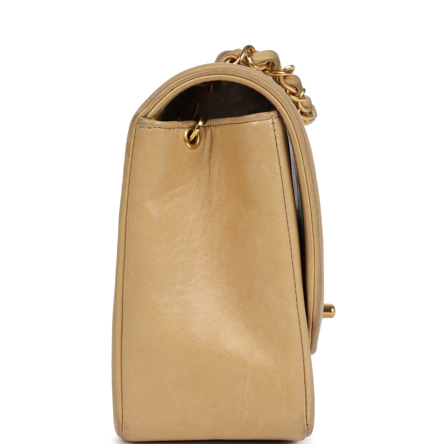   Chanel Small Diana Flap Bag Beige Lambskin Gold Hardware