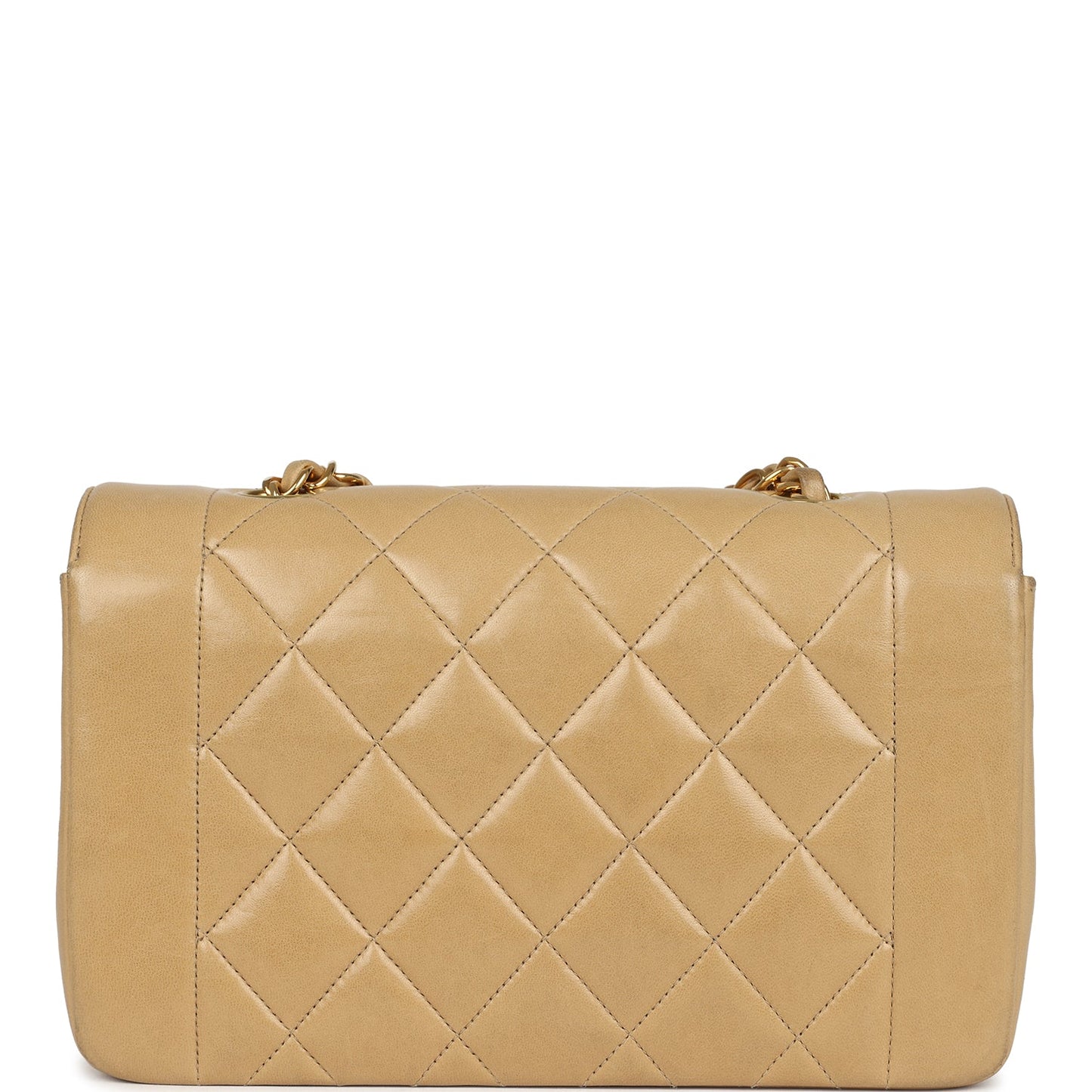   Chanel Small Diana Flap Bag Beige Lambskin Gold Hardware