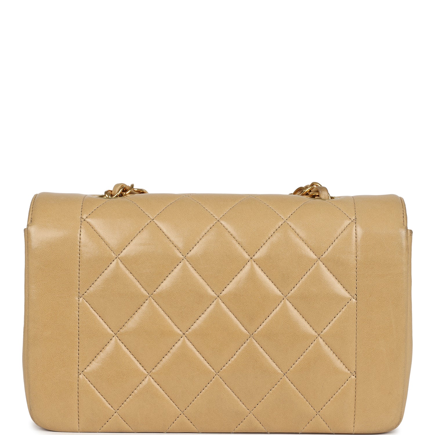   Chanel Small Diana Flap Bag Beige Lambskin Gold Hardware