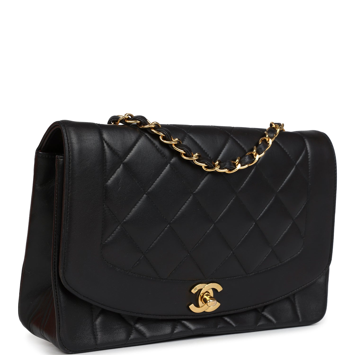   Chanel Medium Diana Flap Bag Black Lambskin Gold Hardware