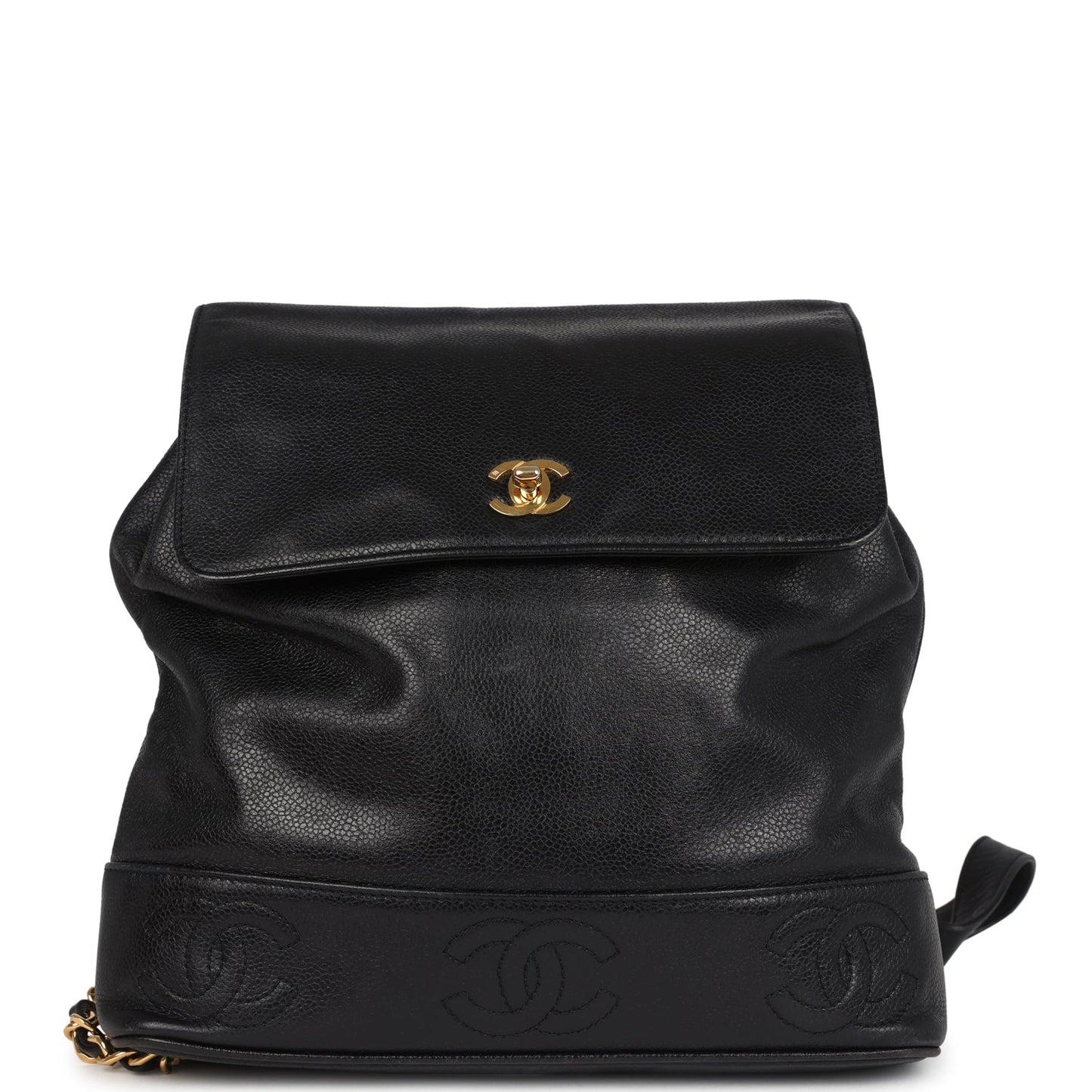   Chanel Medium CC Backpack Black Caviar Gold Hardware