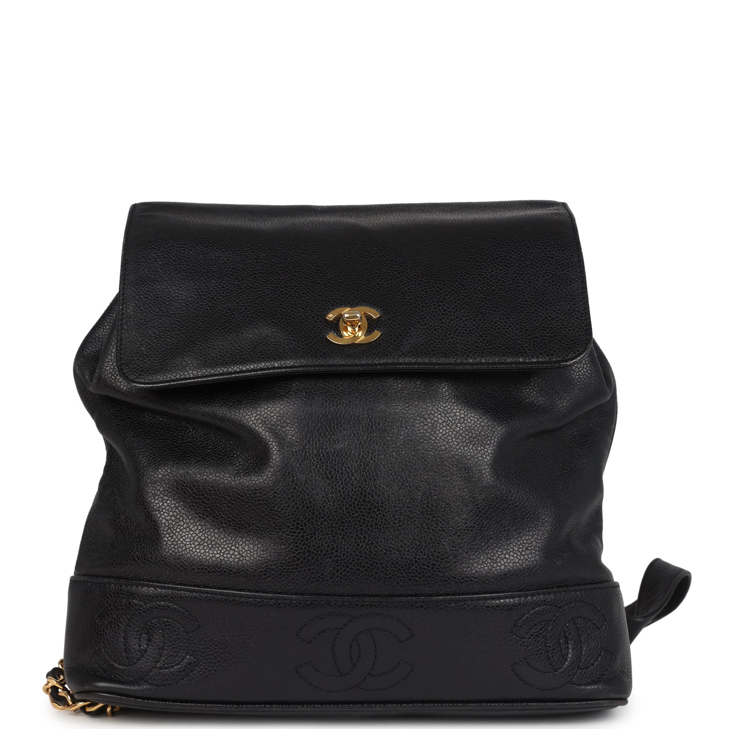   Chanel Medium CC Backpack Black Caviar Gold Hardware