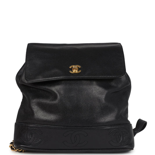   Chanel Medium CC Backpack Black Caviar Gold Hardware