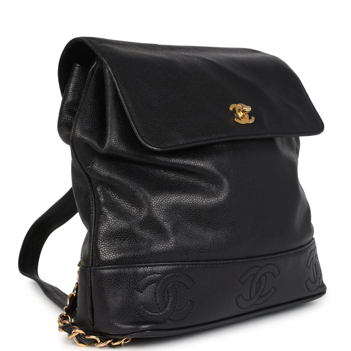   Chanel Medium CC Backpack Black Caviar Gold Hardware