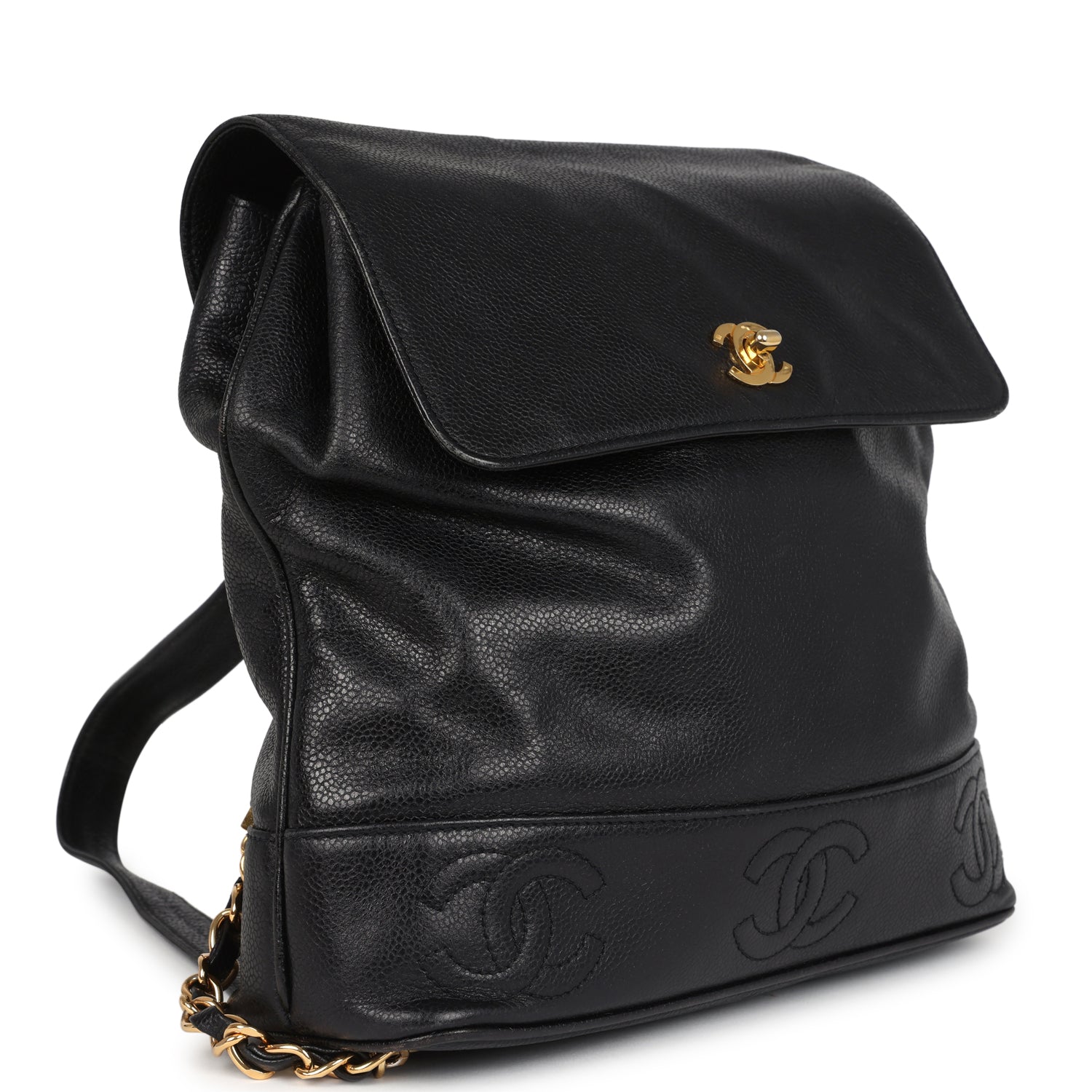   Chanel Medium CC Backpack Black Caviar Gold Hardware