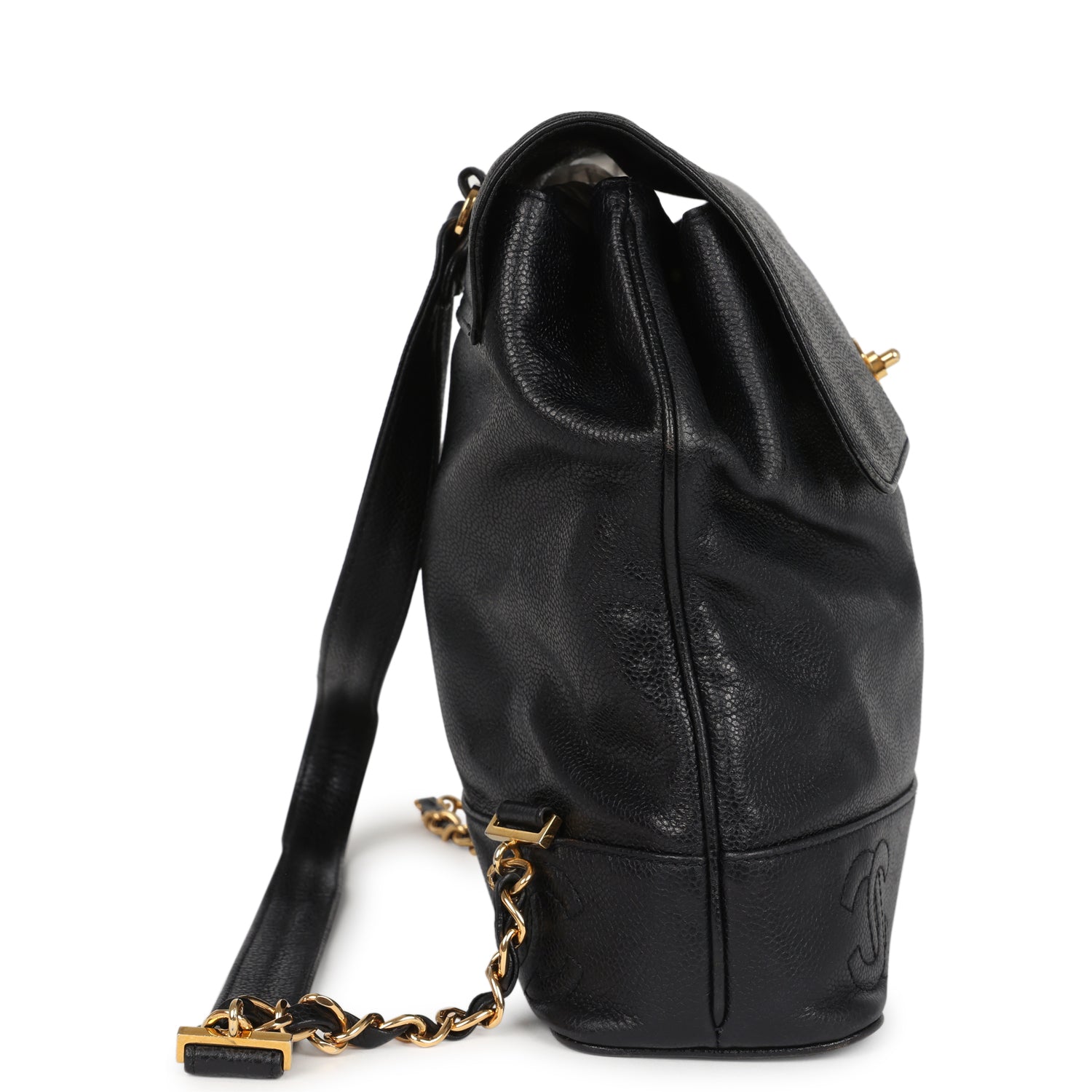   Chanel Medium CC Backpack Black Caviar Gold Hardware