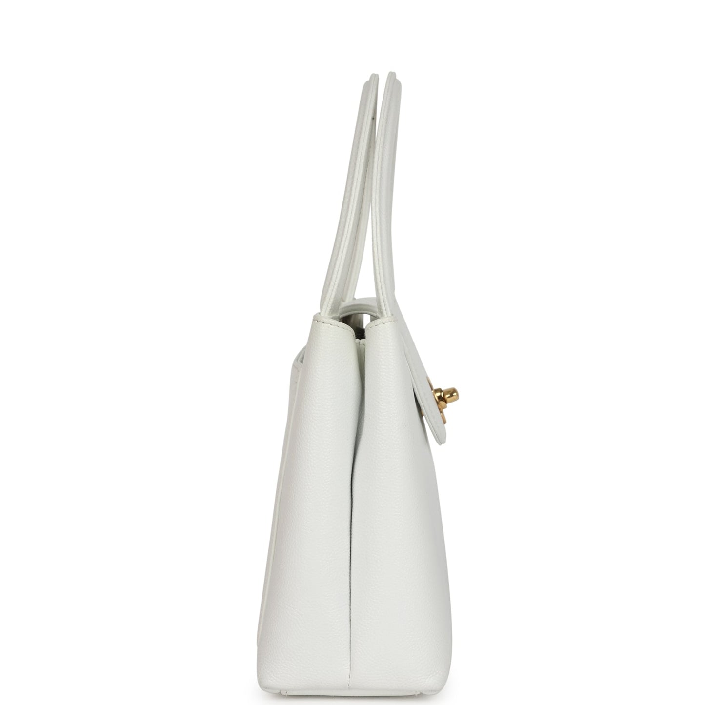  Chanel Small Kelly White Caviar Gold Hardware