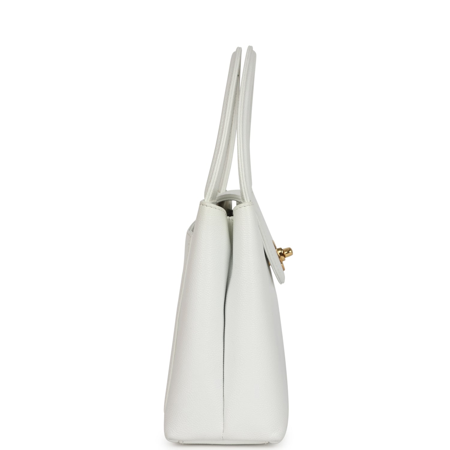  Chanel Small Kelly White Caviar Gold Hardware