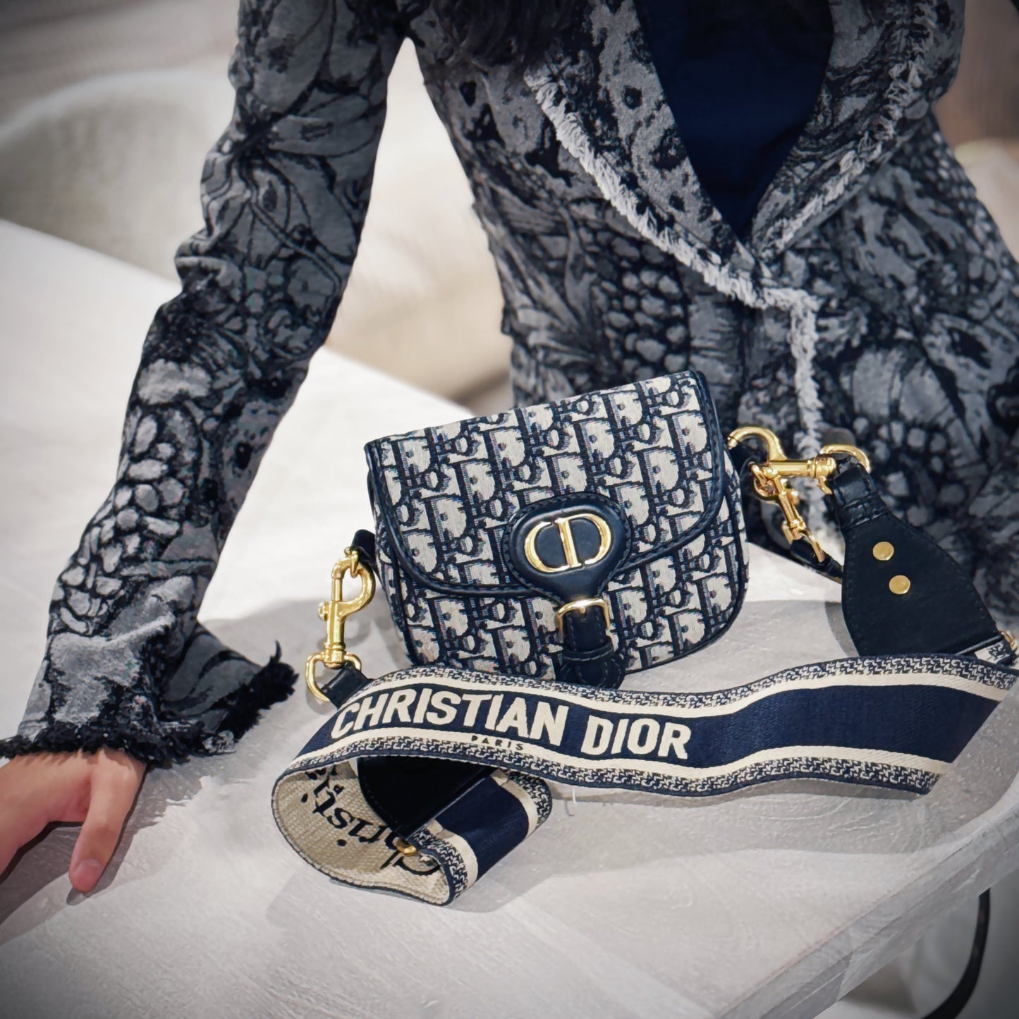 Dior Christian Oblique Jacquard Bobby Bag Tws Small Travel Bag