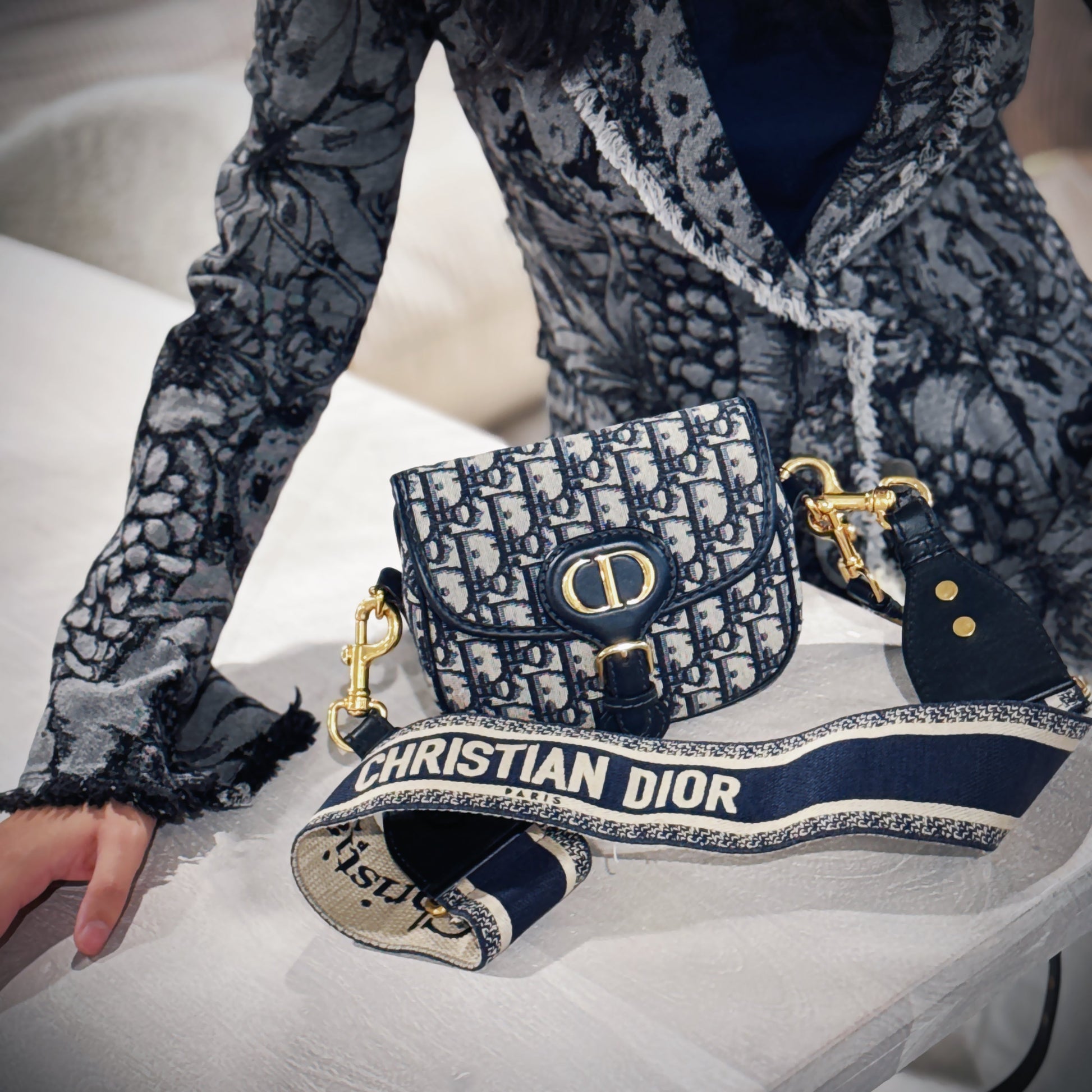 Dior Christian Oblique Jacquard Bobby Bag Tws Small Travel Bag