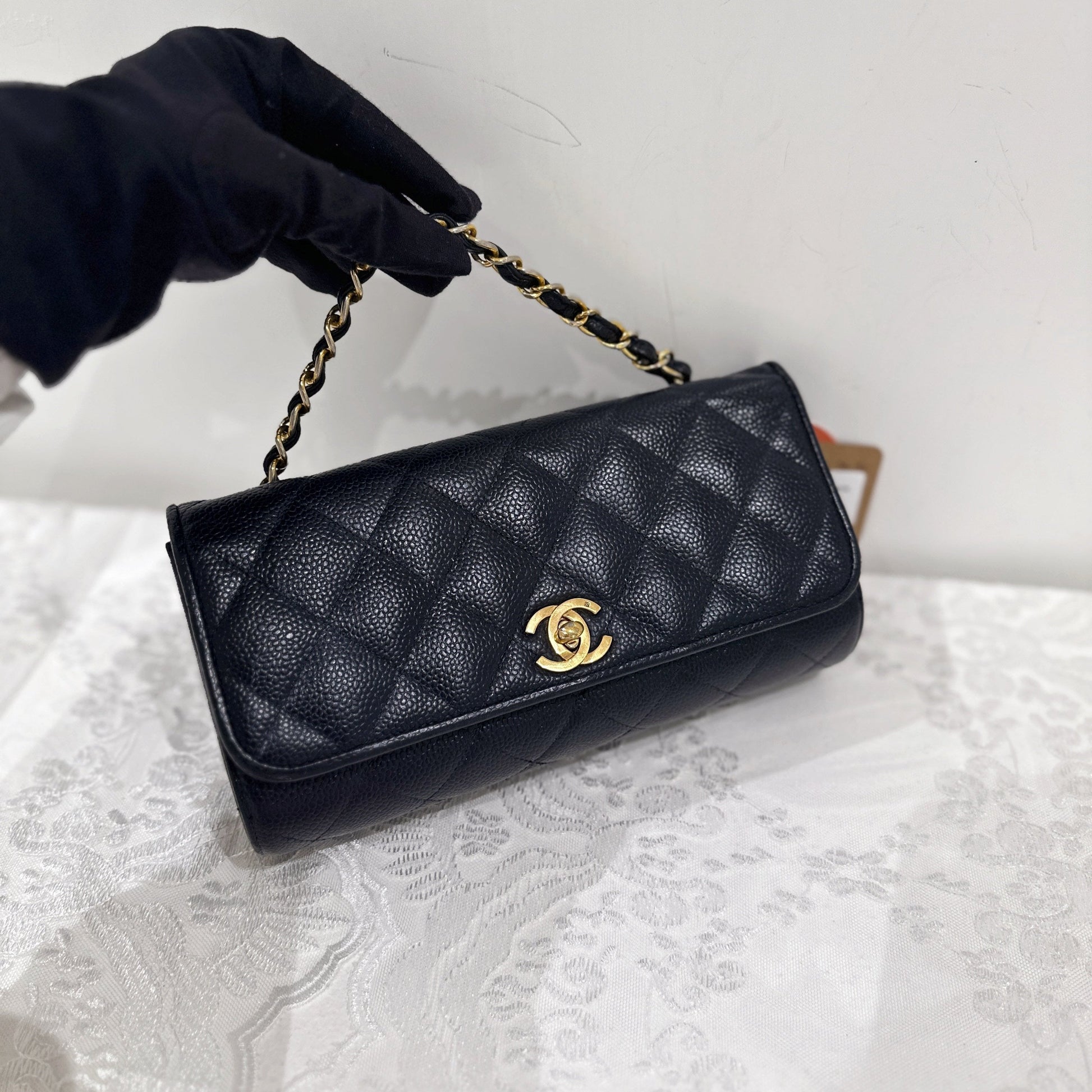 Chanel   navy caviar flap bag