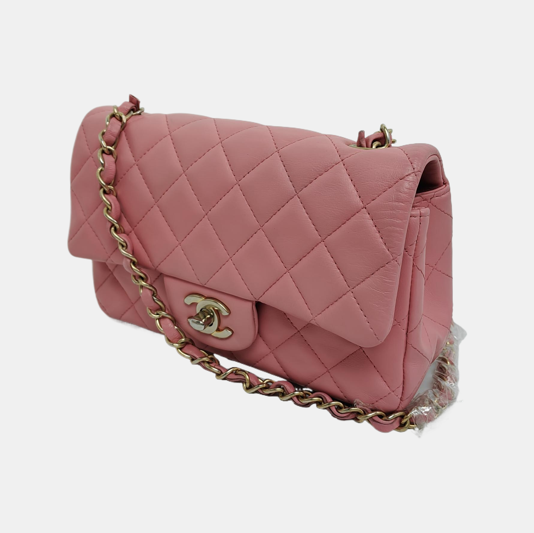 Chanel Classic Flap Rectangular Lambskin Hardware Pink Gold Leather Mini Bag