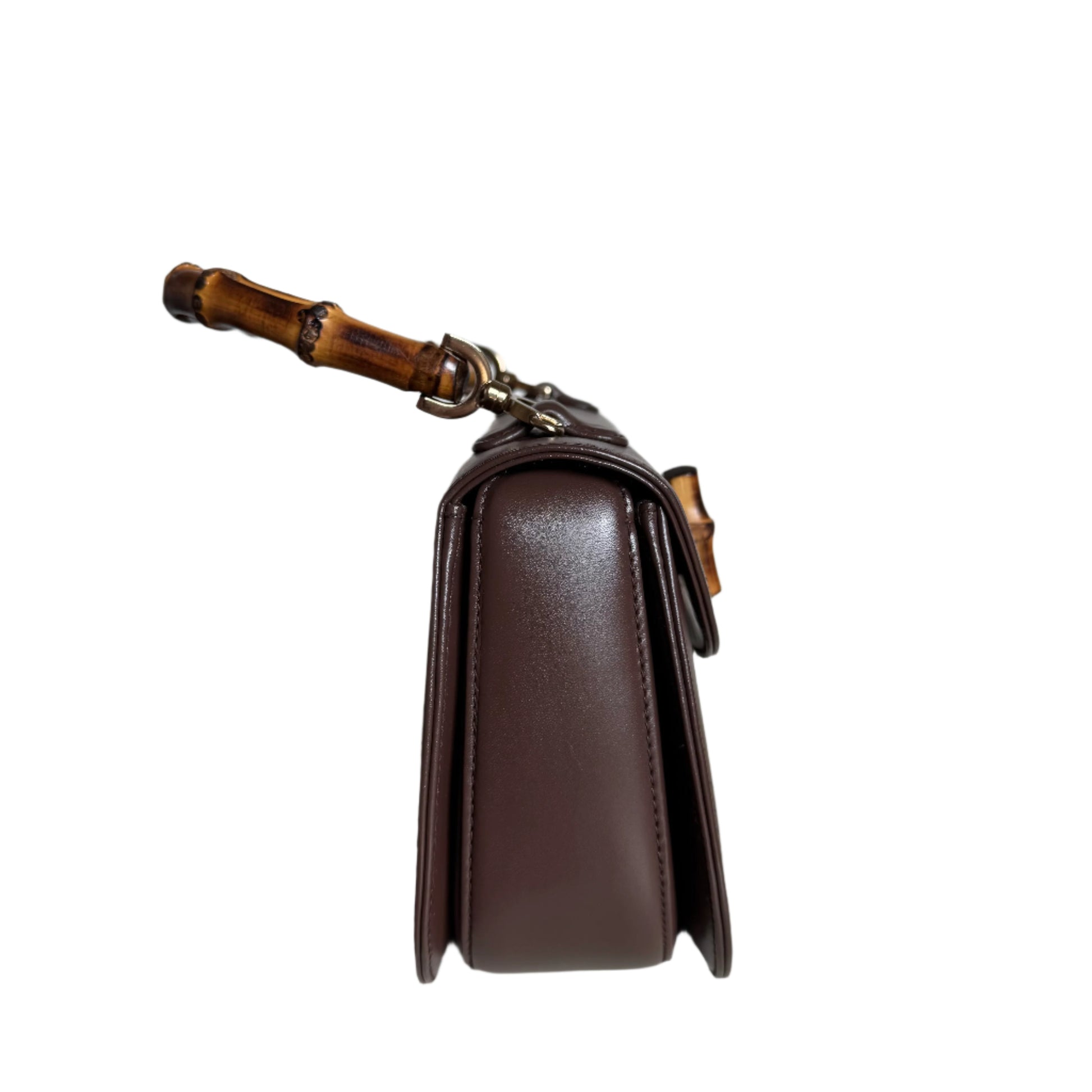 Gucci Bamboo Chocolate Strap Leather Brown Small Top Handle Travel Bag