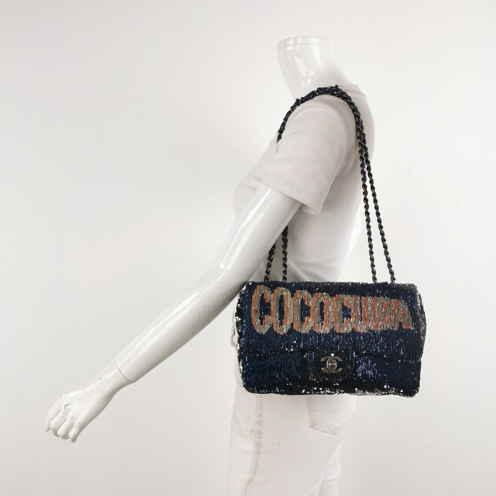 Chanel Coco Cuba Flap Navy Sequins Shoulder Bag