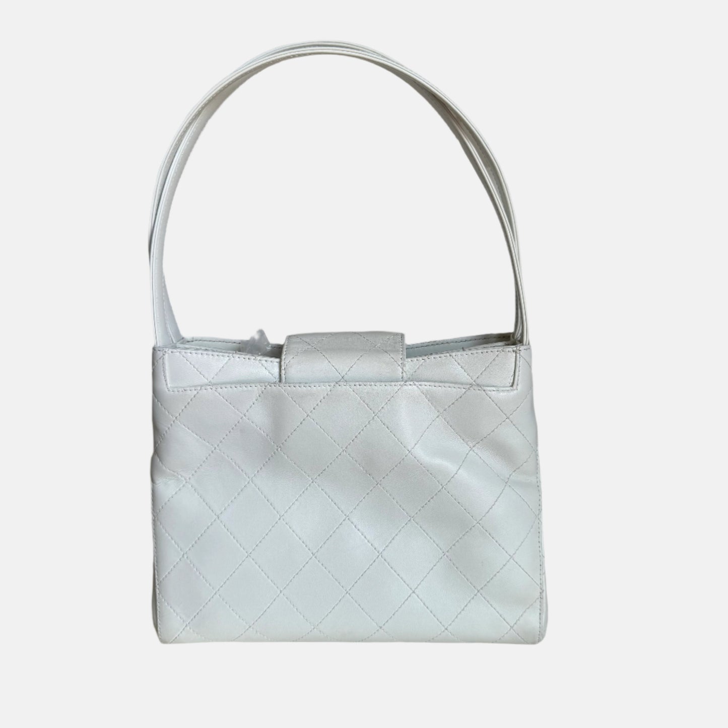 Chanel Kelly Top Handle White Leather Handbag