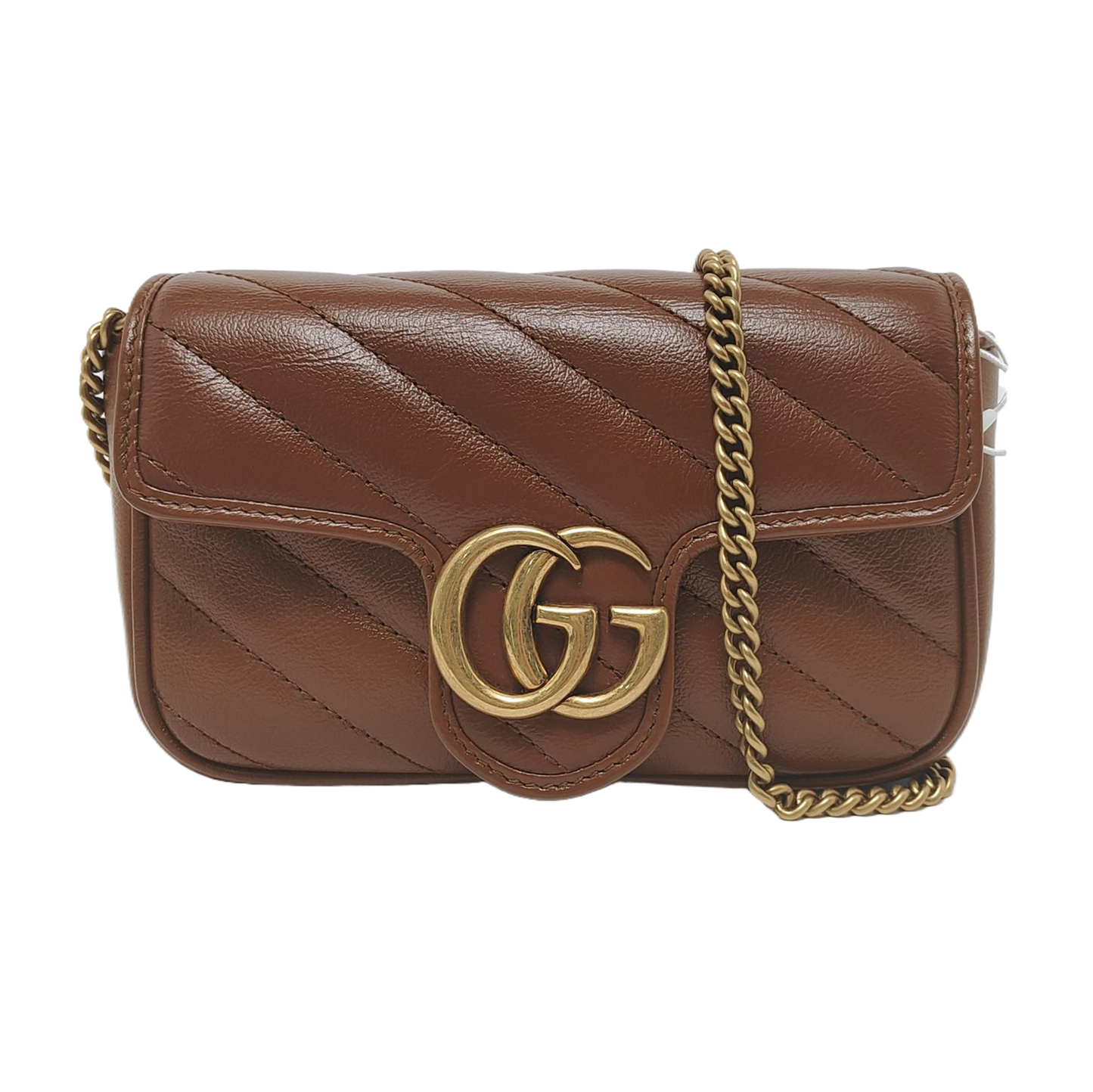 Gucci Marmont Super Chocolate Leather Brown Mini Flap Crossbody Bag