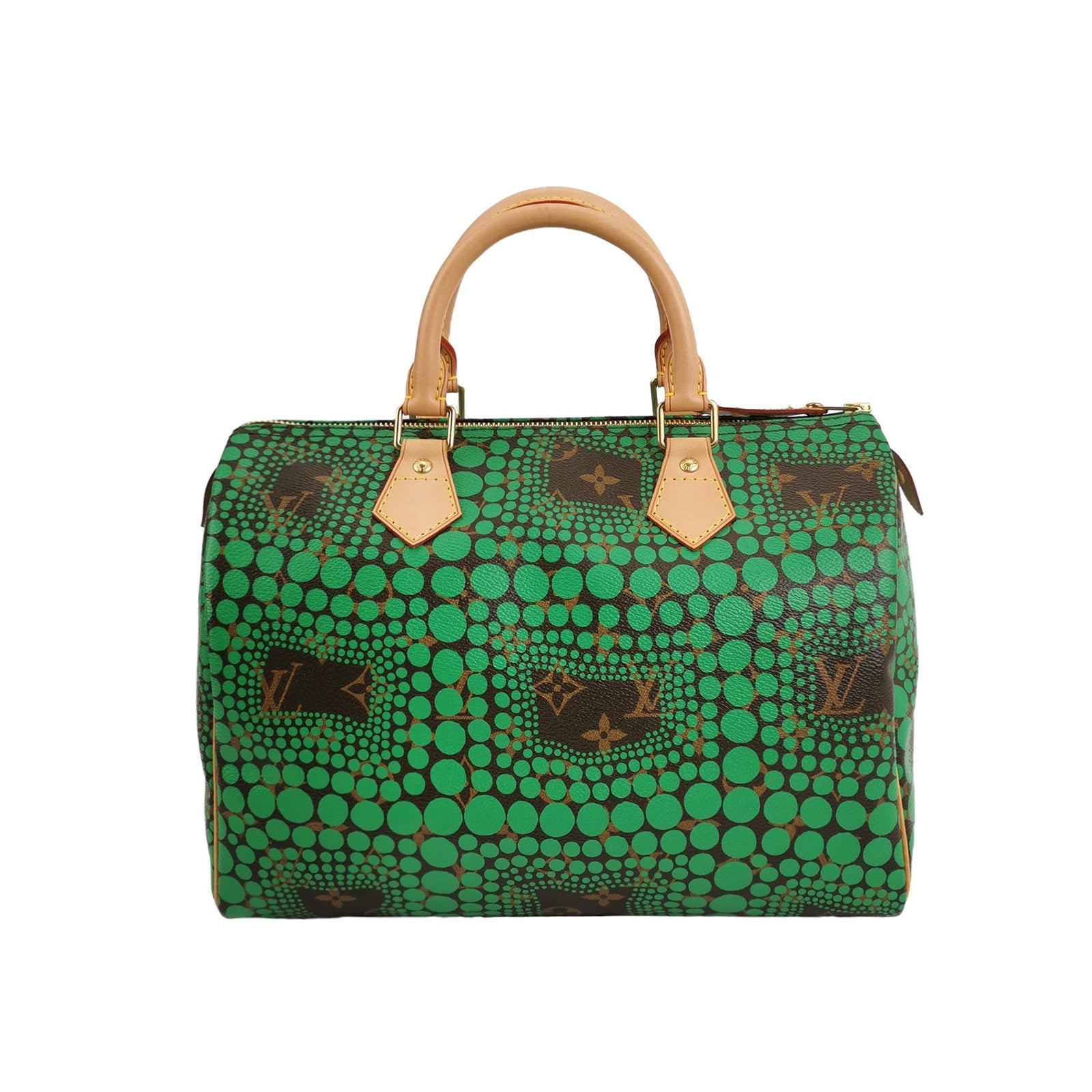 Louis Vuitton Kusama Town Speedy 30 Green Top Handle Handbag