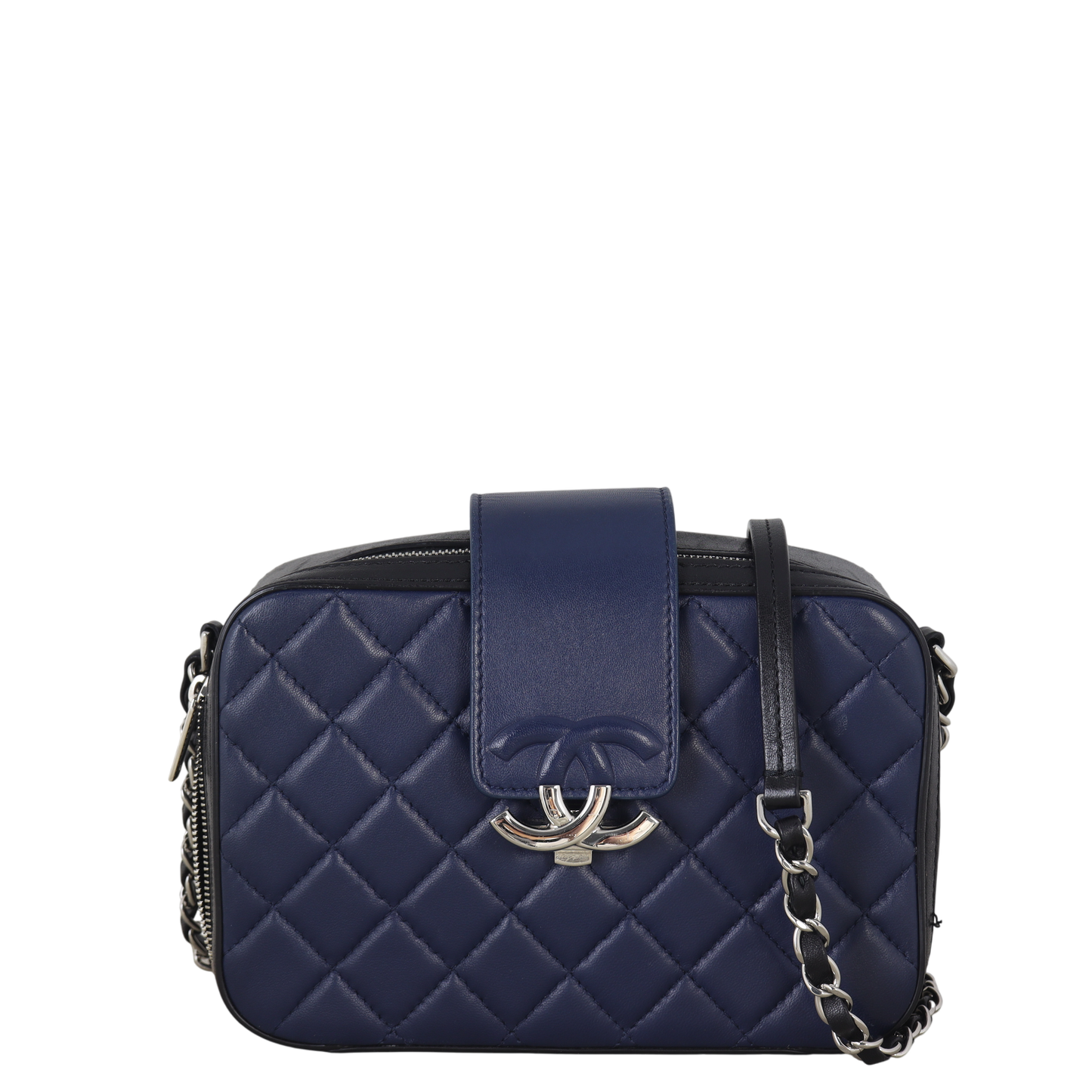 Chanel CC Camera Crossbody Quilted Blue Crossbody Bag