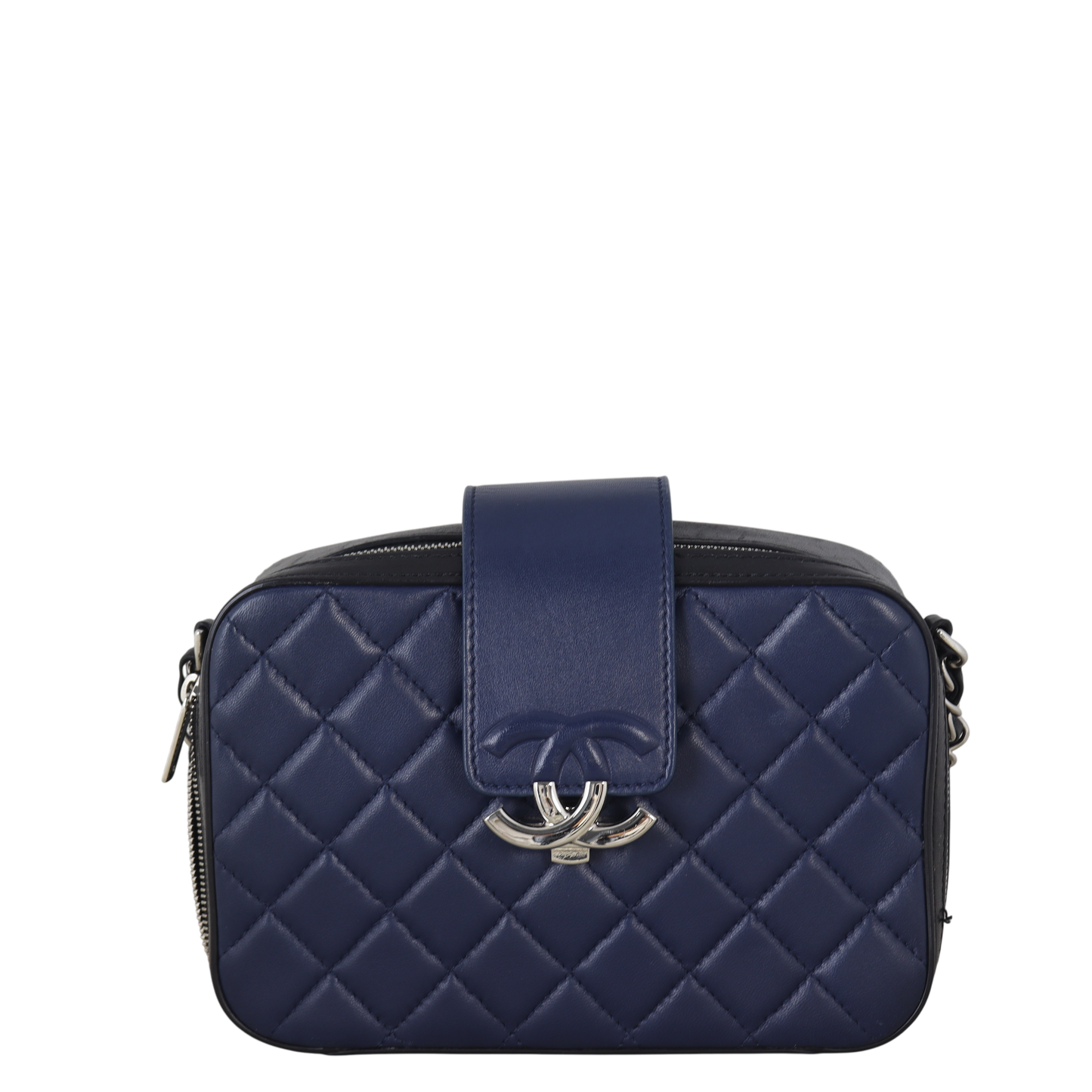 Chanel CC Camera Crossbody Quilted Blue Crossbody Bag