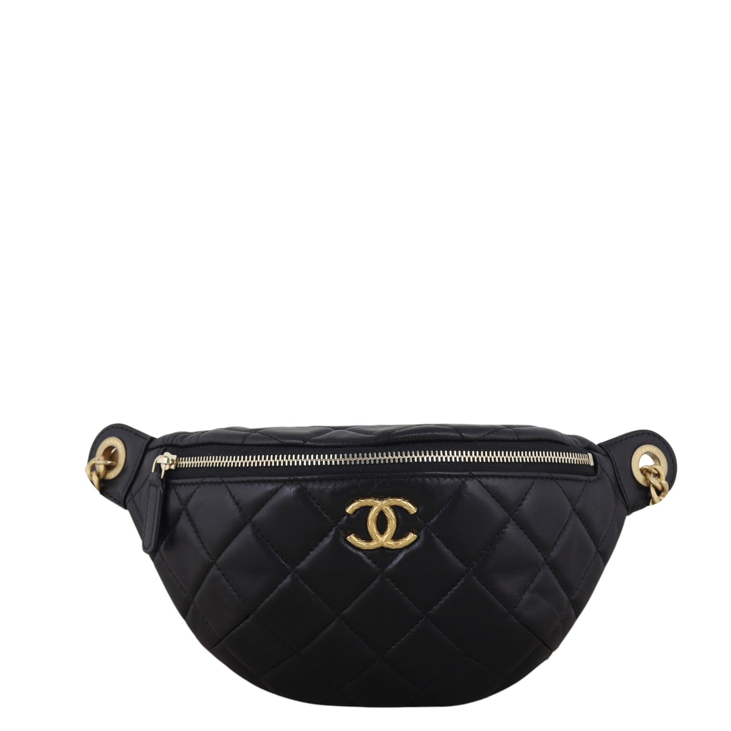 Chanel Pearl Crush Waist Bag Quilted Black Crossbody Bag