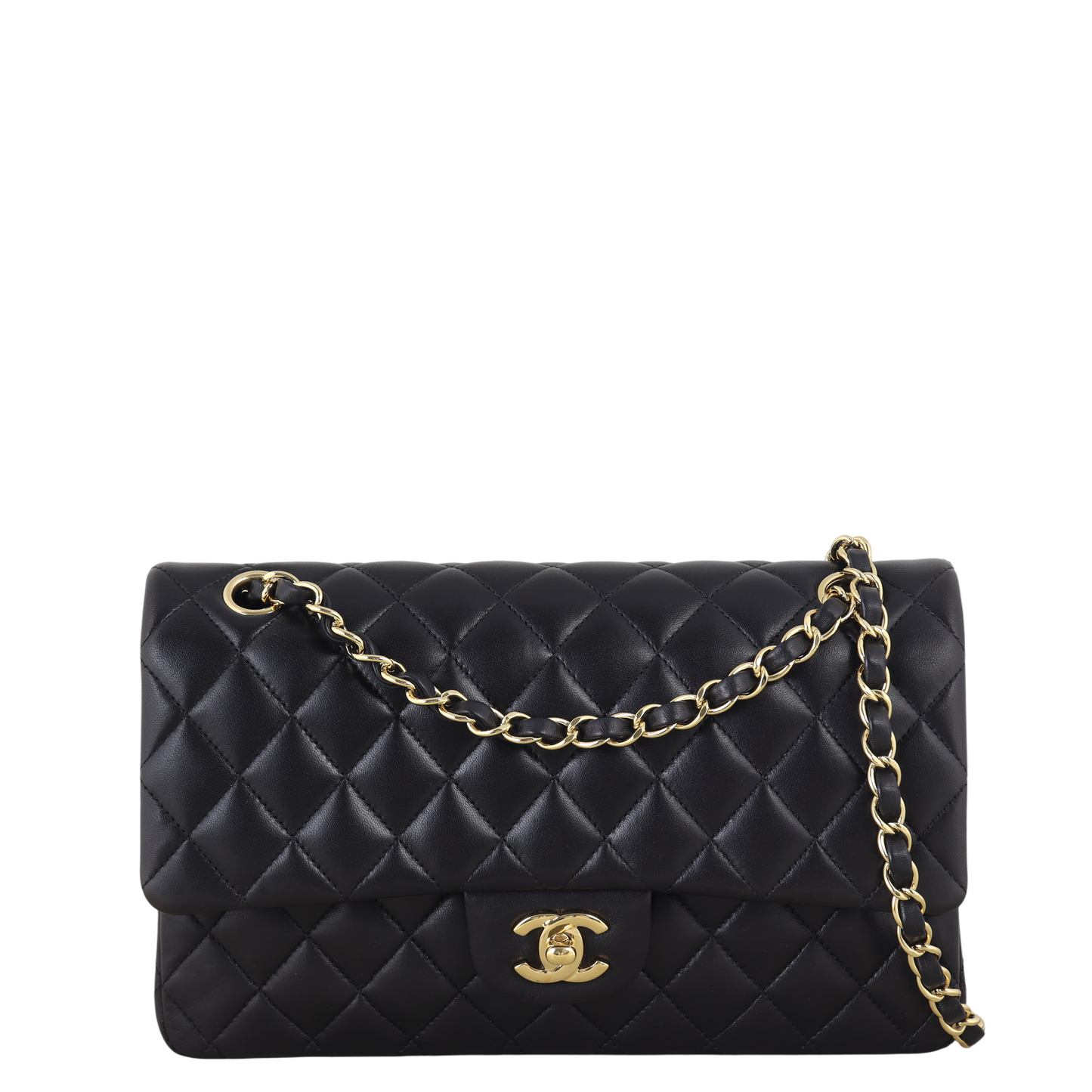 Chanel Classic Double Flap Lambskin Handbag Quilted Black Crossbody Bag Lambskin 24112025